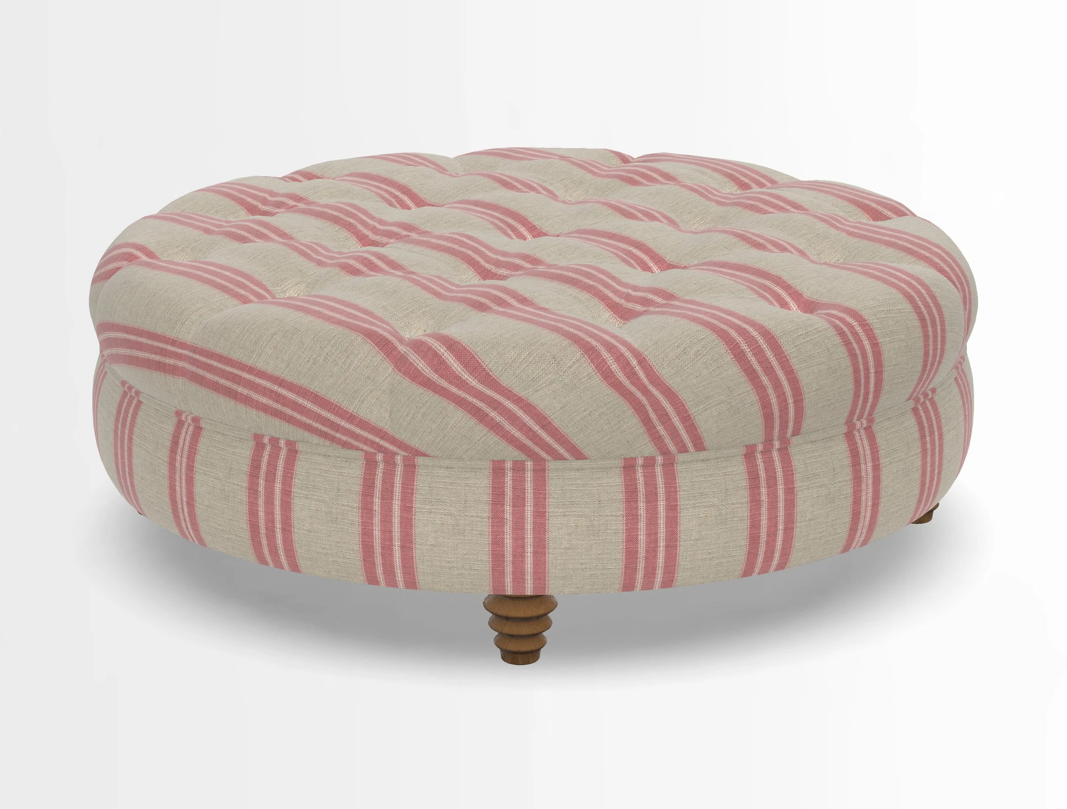 Helmsley Round Footstool in Linwood Omega Velvet Navy