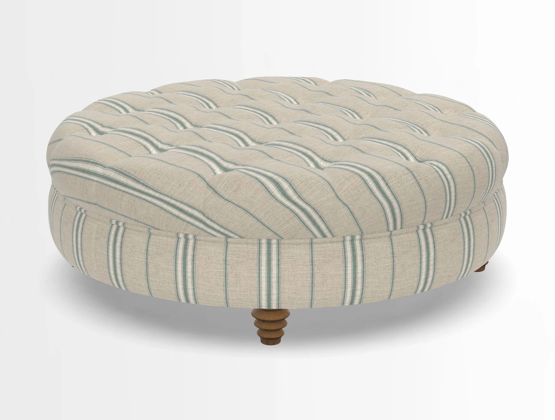 Helmsley Round Footstool in Linwood Omega Velvet Navy