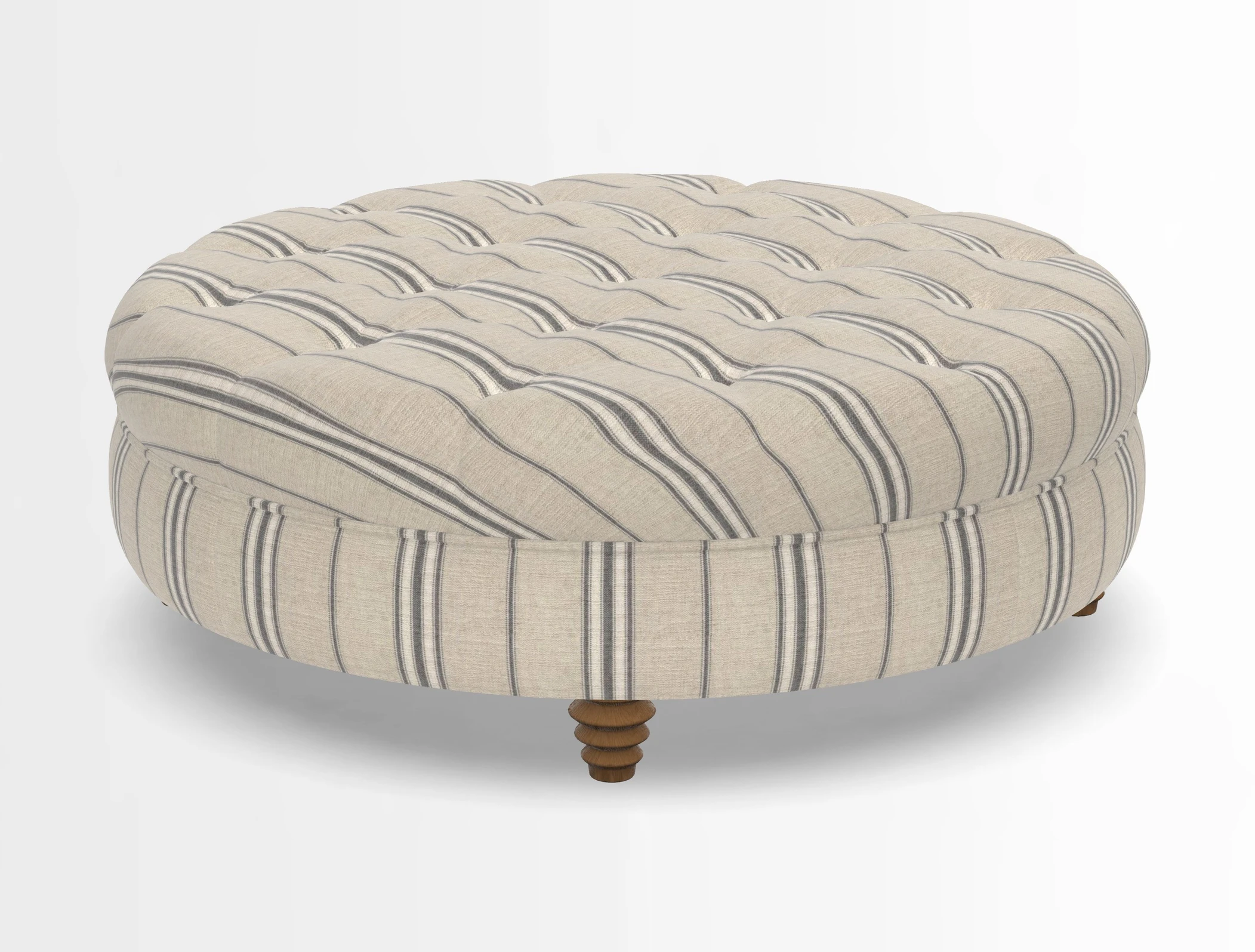 Helmsley Round Footstool in Linwood Omega Velvet Navy
