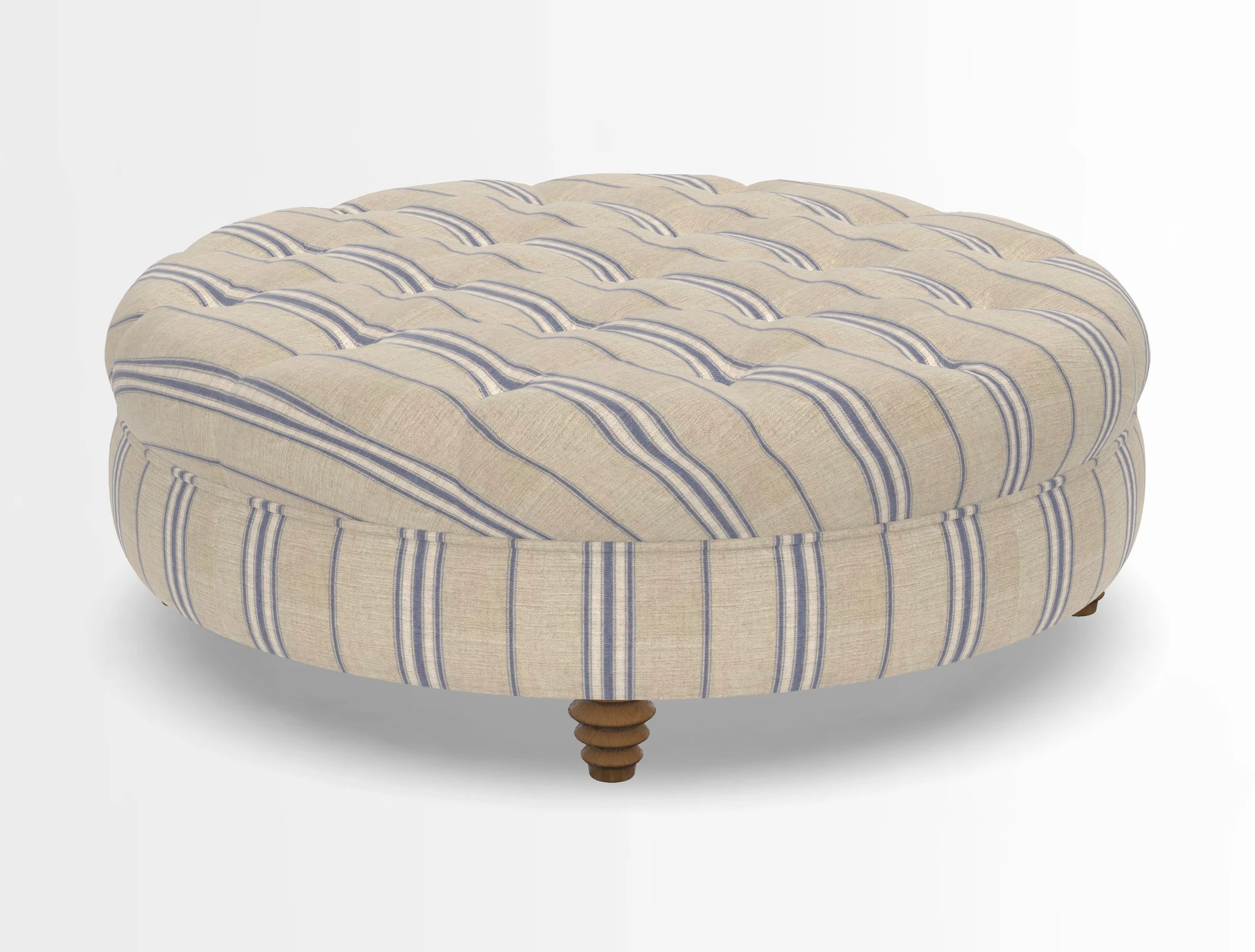 Helmsley Round Footstool in Linwood Omega Velvet Navy