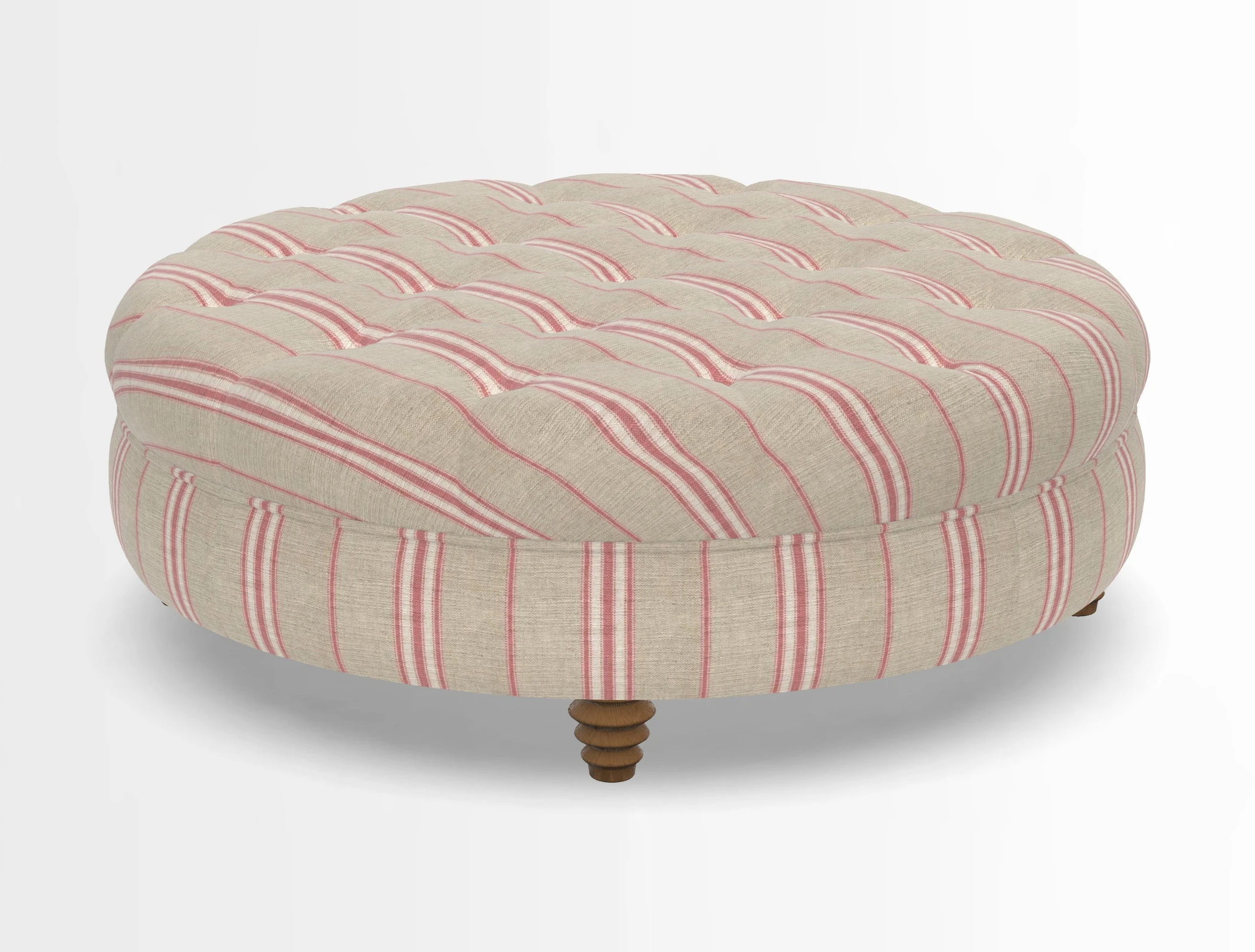 Helmsley Round Footstool in Linwood Omega Velvet Navy