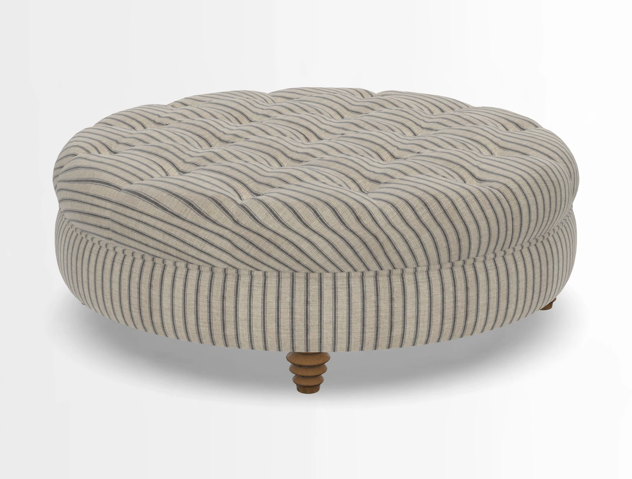 Helmsley Round Footstool in Linwood Omega Velvet Navy