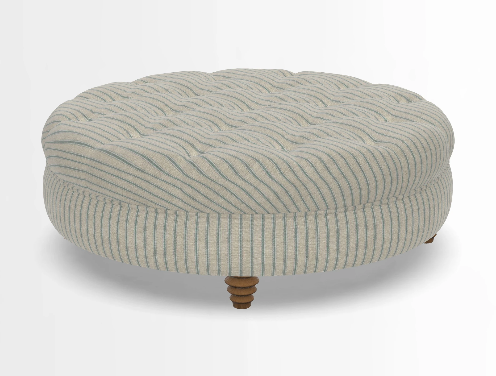 Helmsley Round Footstool in Linwood Omega Velvet Navy