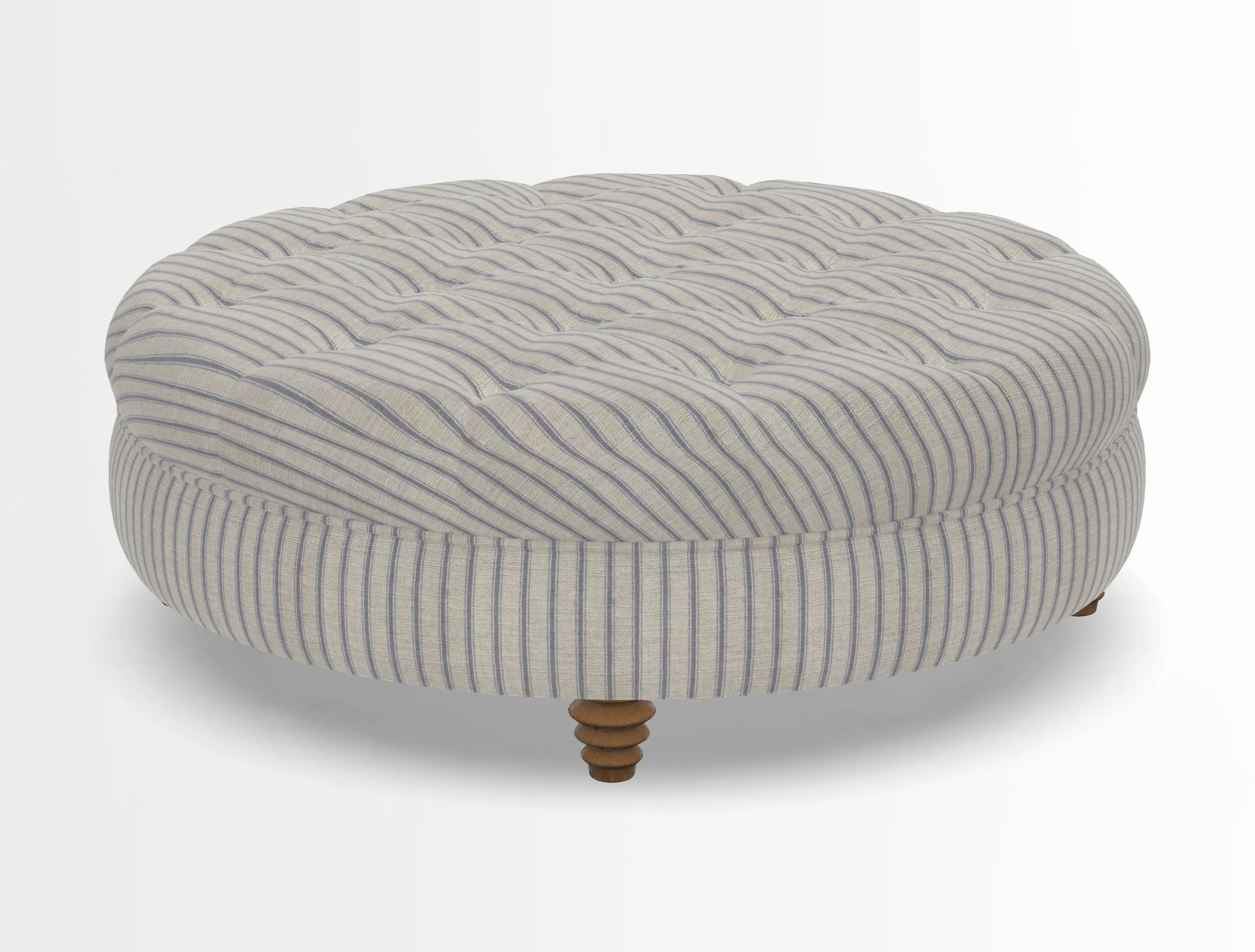 Helmsley Round Footstool in Linwood Omega Velvet Navy