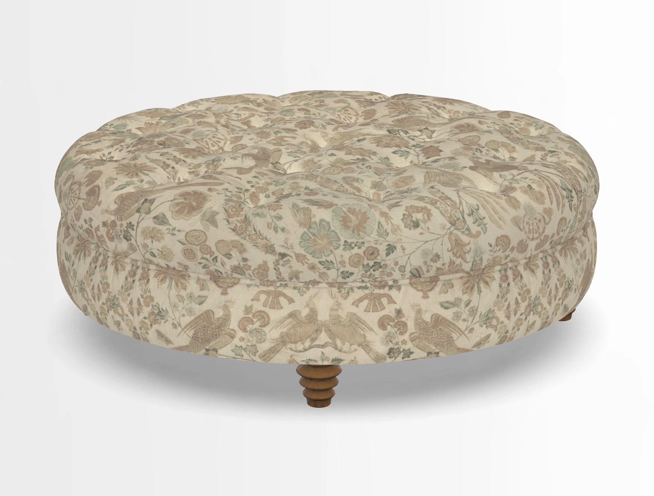 Helmsley Round Footstool in Linwood Omega Velvet Navy