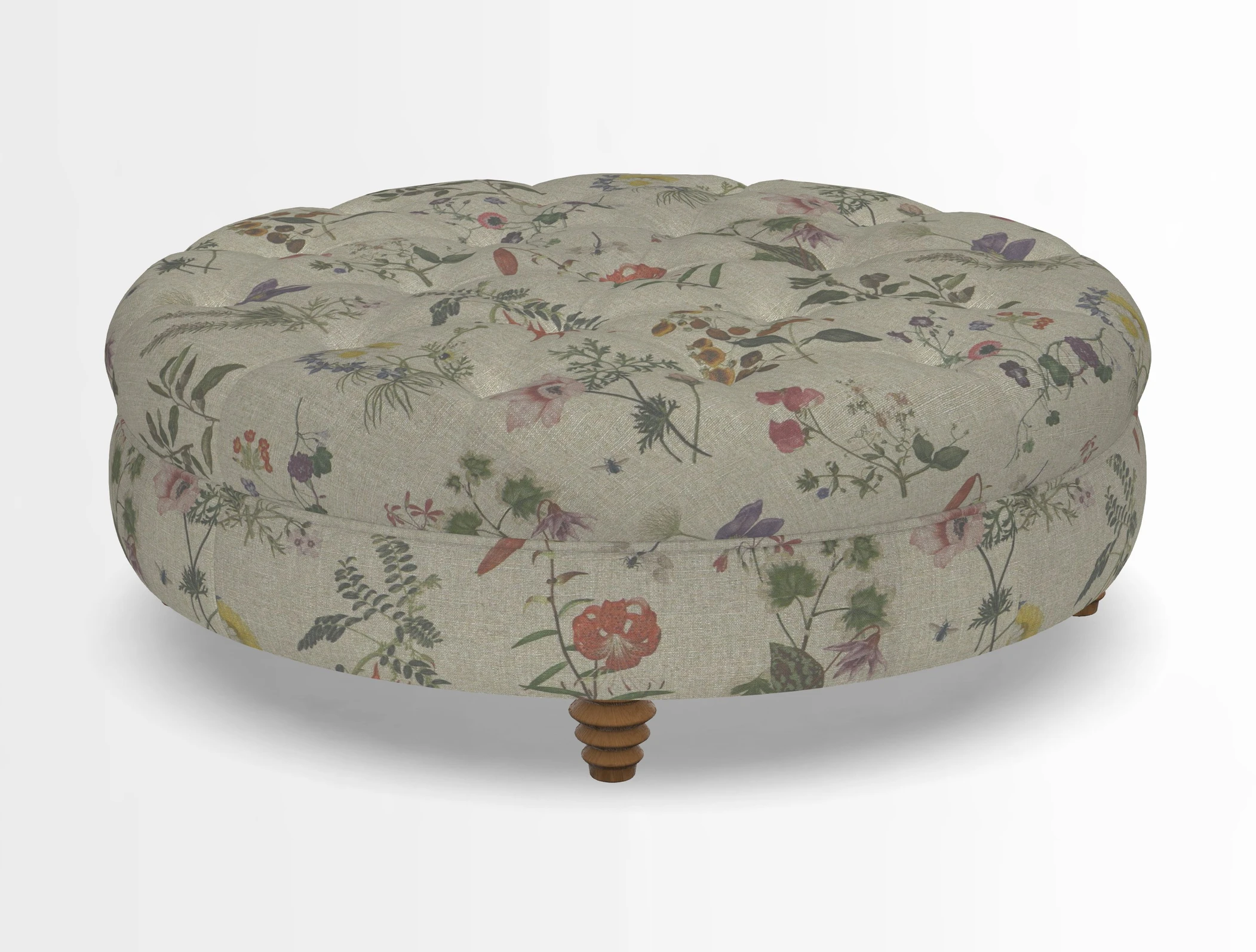 Helmsley Round Footstool in Linwood Omega Velvet Navy
