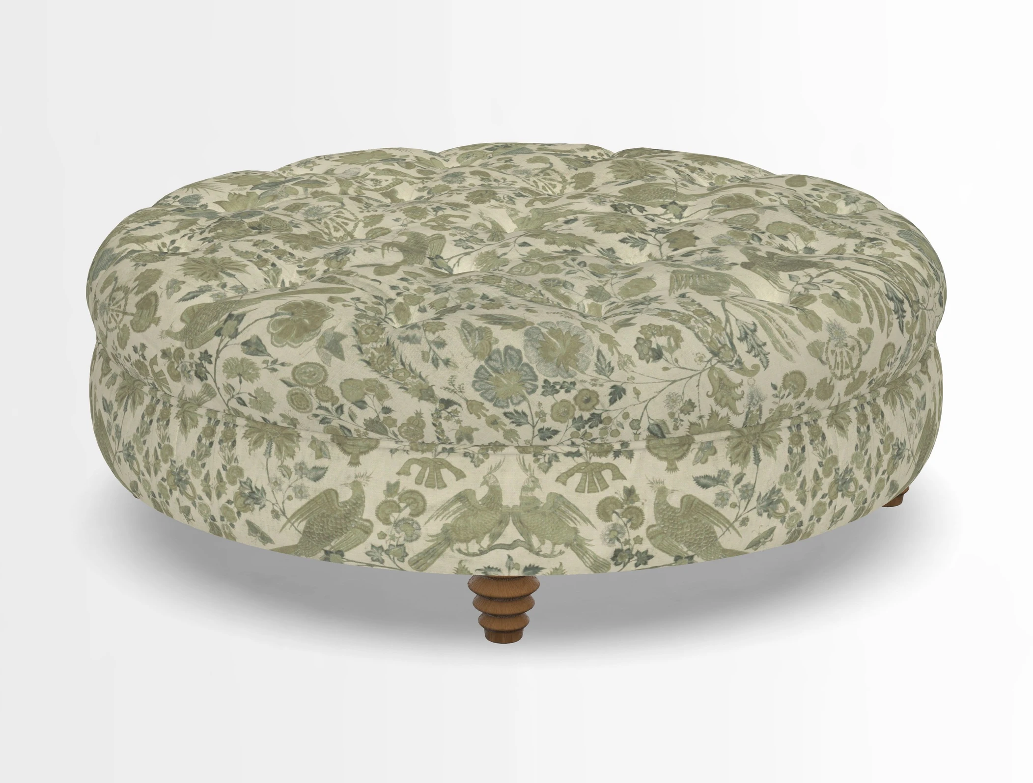 Helmsley Round Footstool in Linwood Omega Velvet Navy
