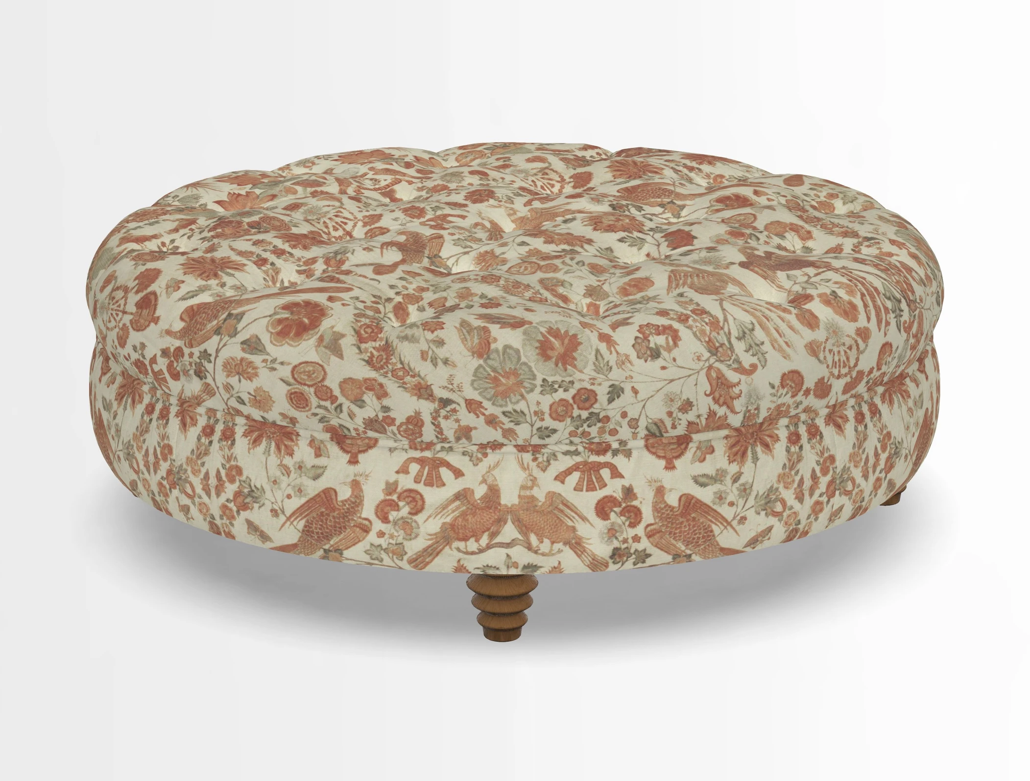 Helmsley Round Footstool in Linwood Omega Velvet Navy