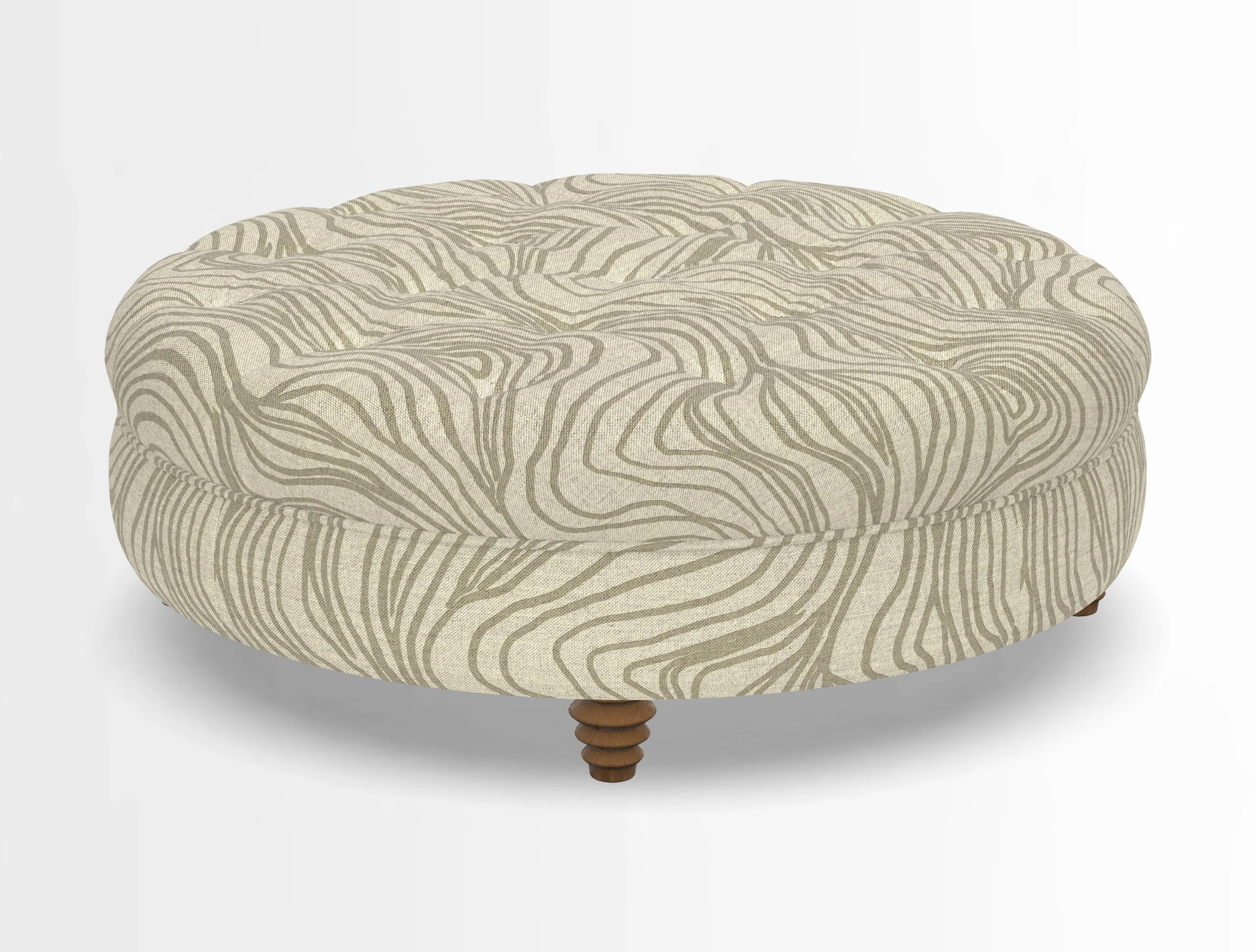 Helmsley Round Footstool in Linwood Omega Velvet Navy