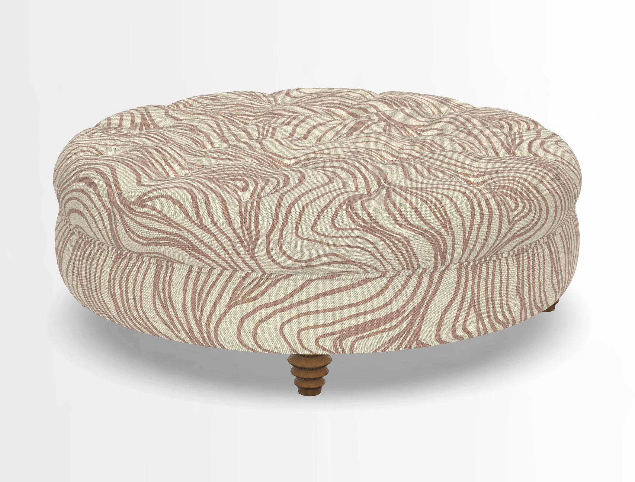 Helmsley Round Footstool in Linwood Omega Velvet Navy