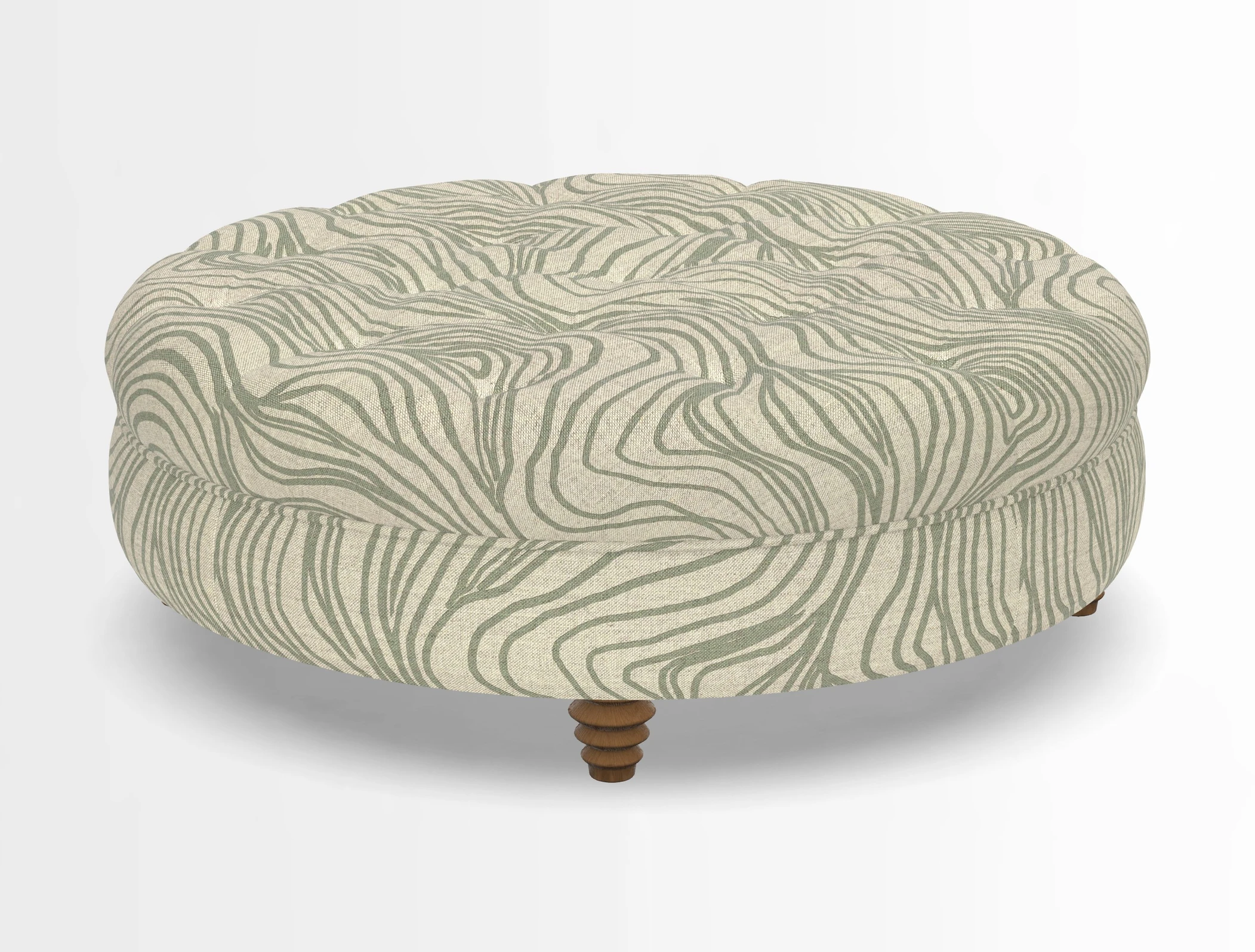 Helmsley Round Footstool in Linwood Omega Velvet Navy