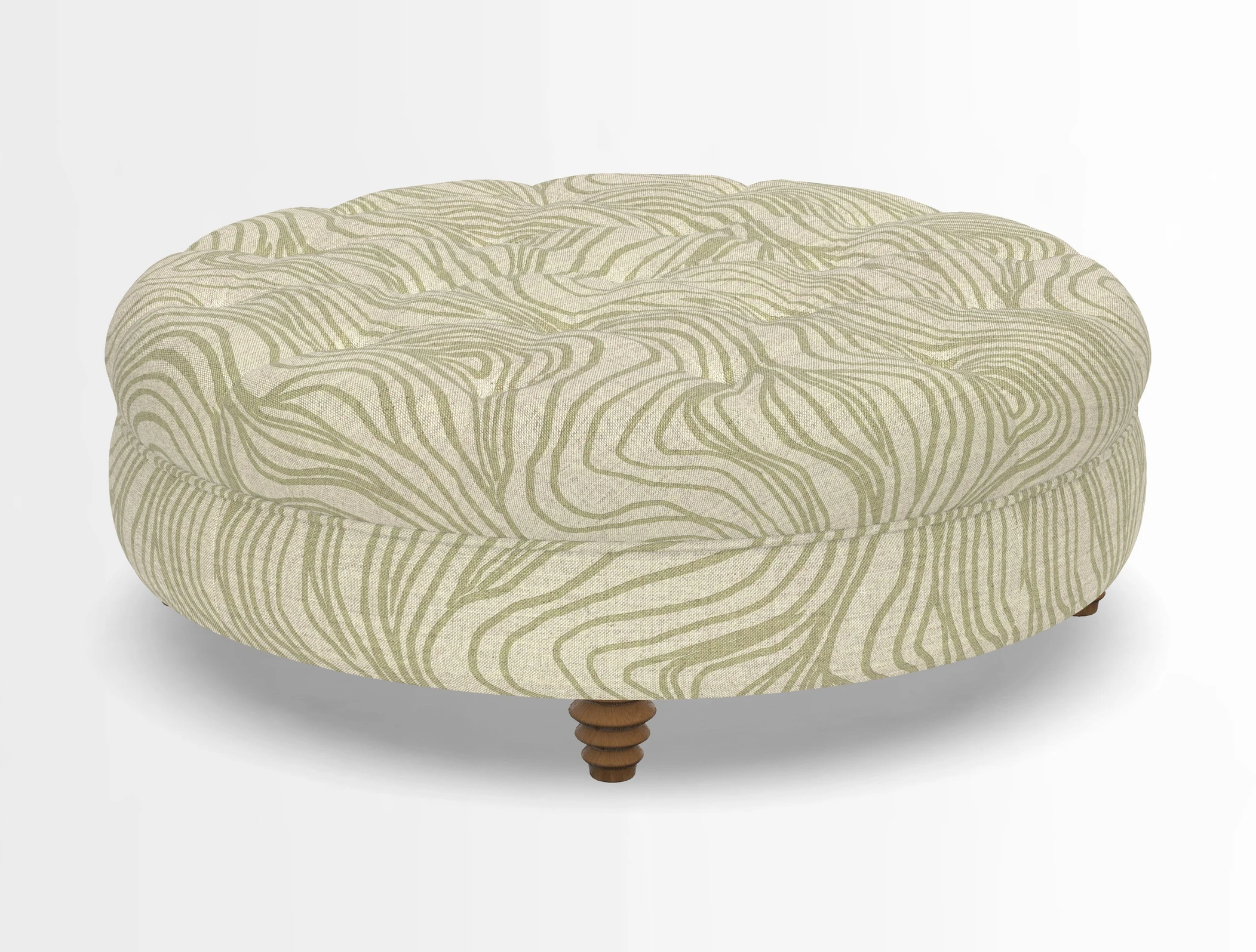 Helmsley Round Footstool in Linwood Omega Velvet Navy