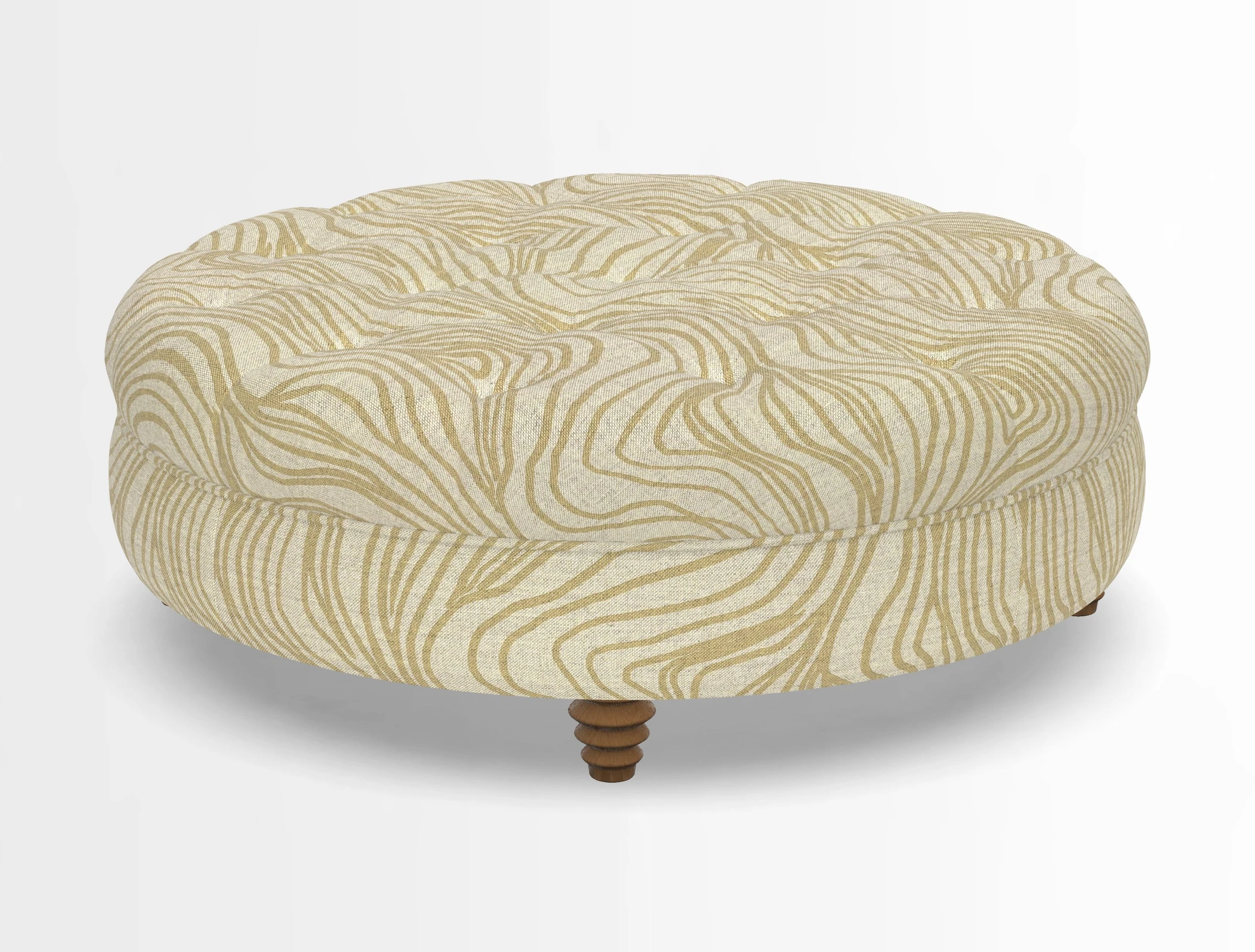 Helmsley Round Footstool in Linwood Omega Velvet Navy