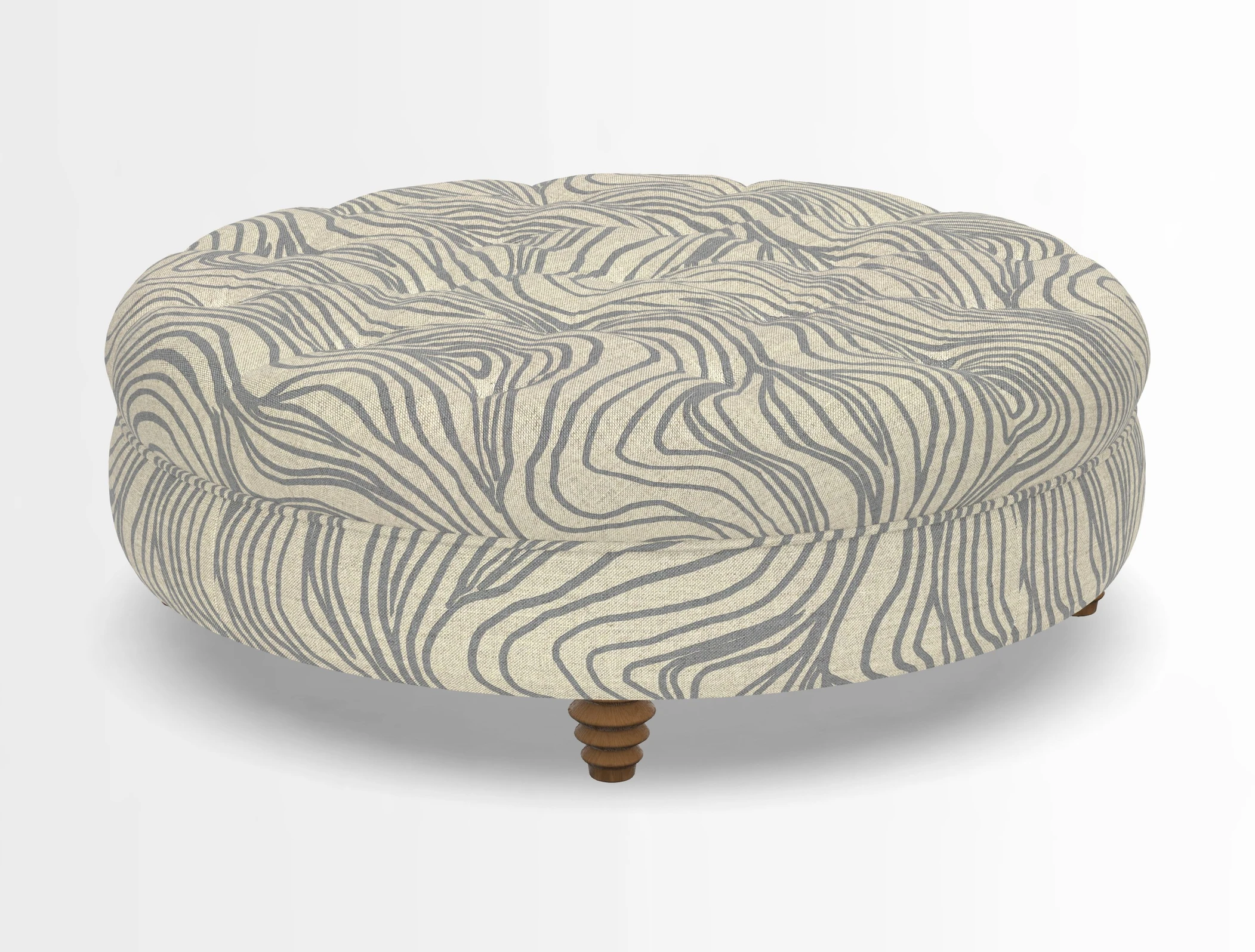 Helmsley Round Footstool in Linwood Omega Velvet Navy
