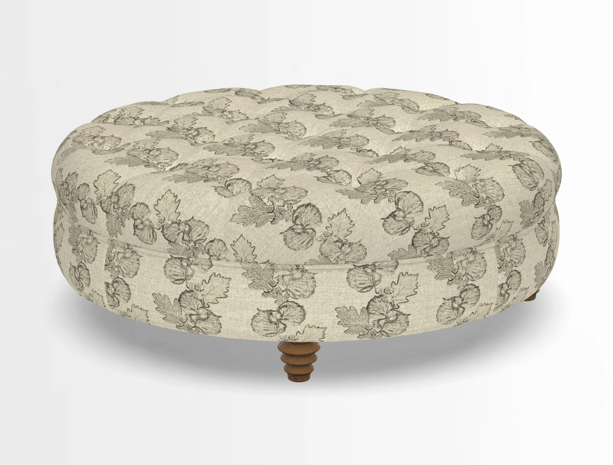 Helmsley Round Footstool in Linwood Omega Velvet Navy