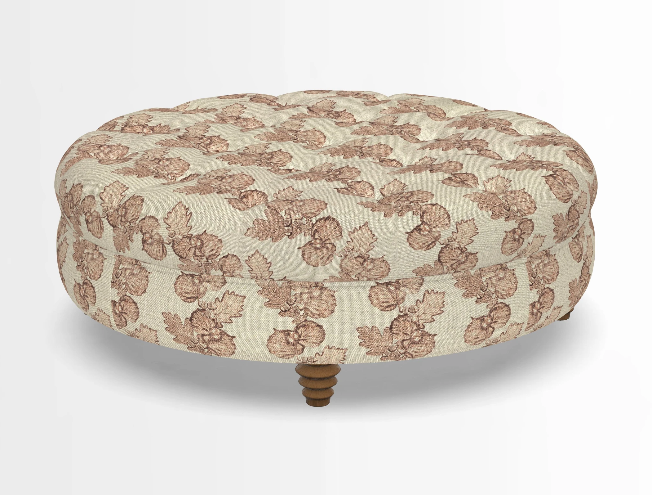 Helmsley Round Footstool in Linwood Omega Velvet Navy