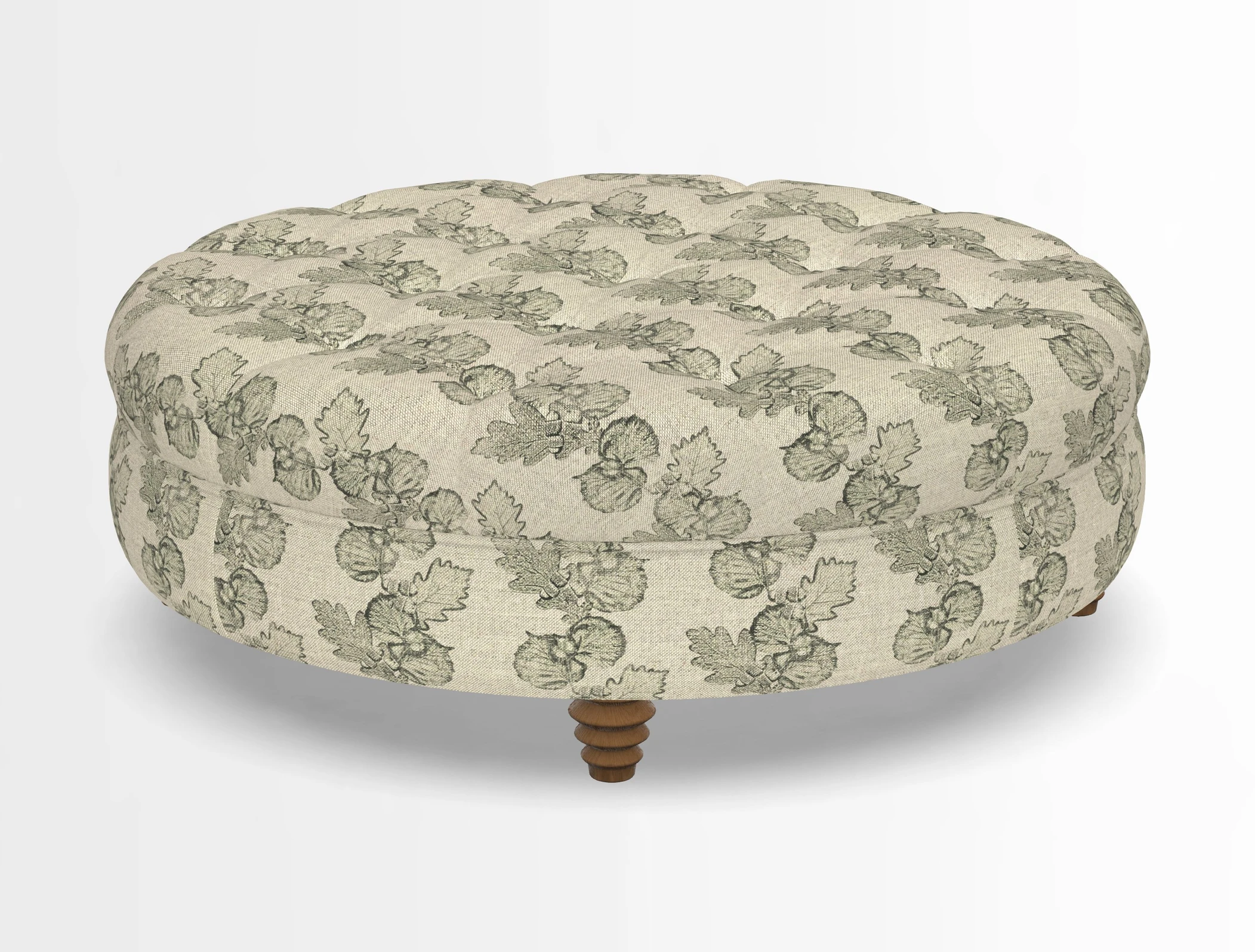 Helmsley Round Footstool in Linwood Omega Velvet Navy