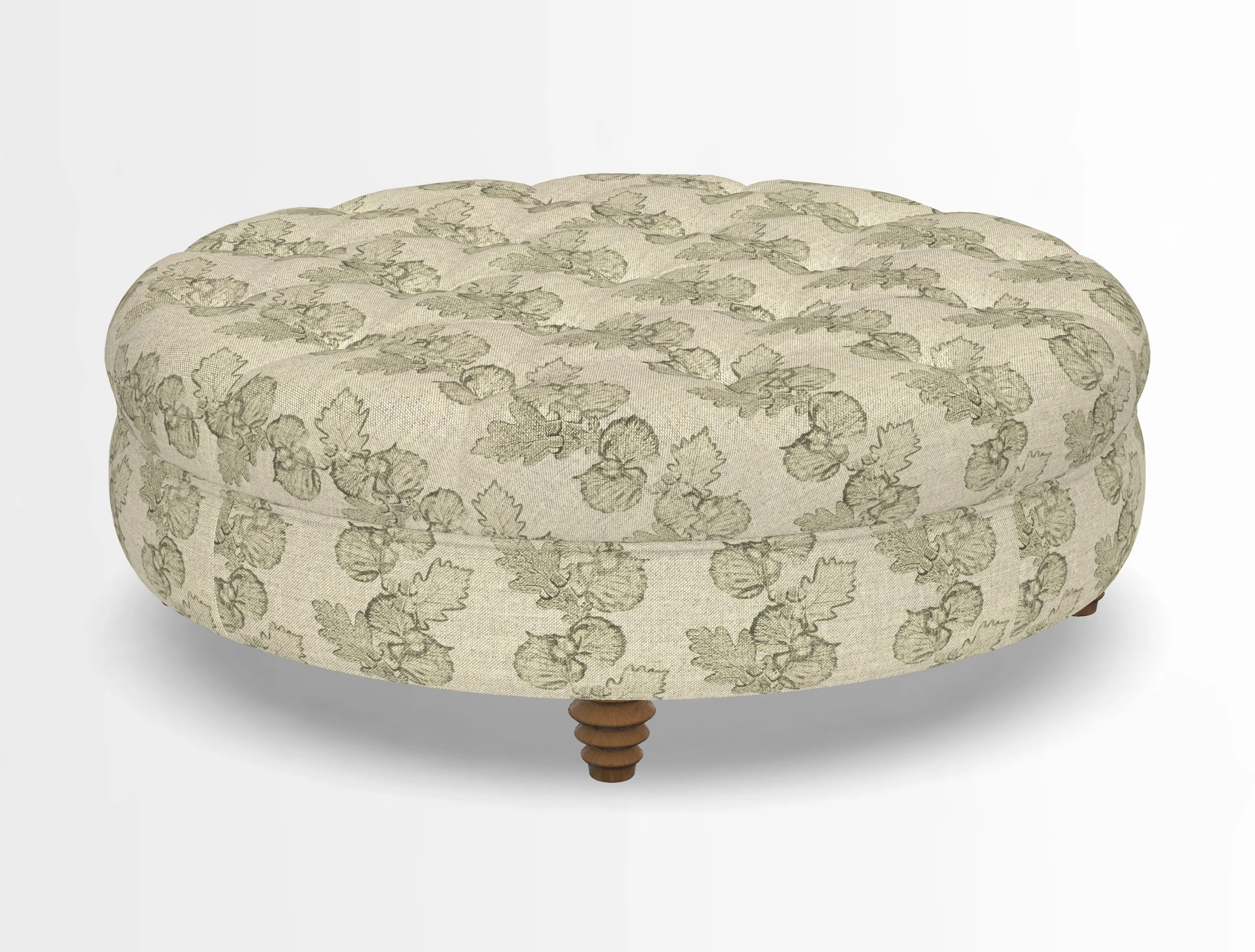 Helmsley Round Footstool in Linwood Omega Velvet Navy