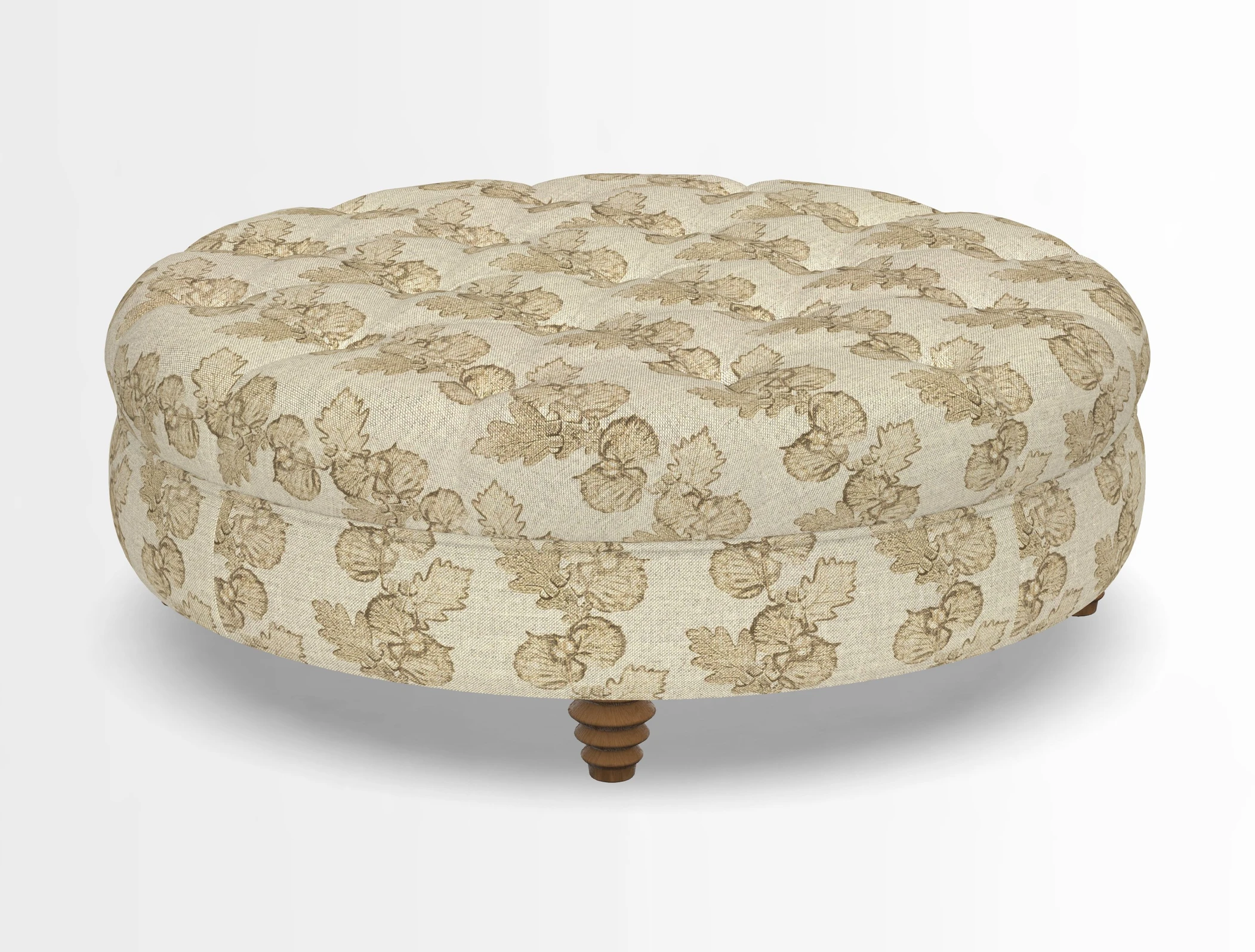 Helmsley Round Footstool in Linwood Omega Velvet Navy