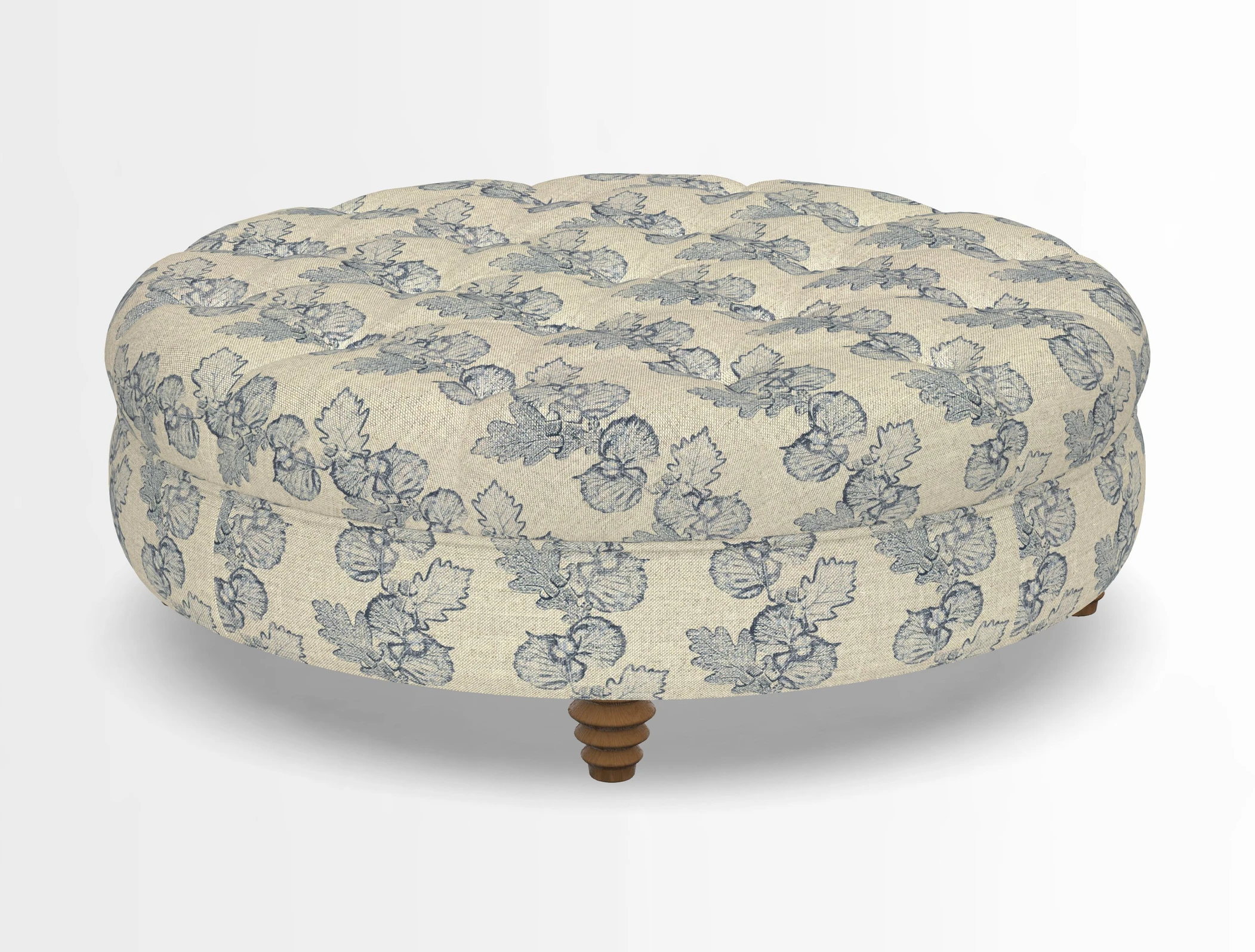Helmsley Round Footstool in Linwood Omega Velvet Navy