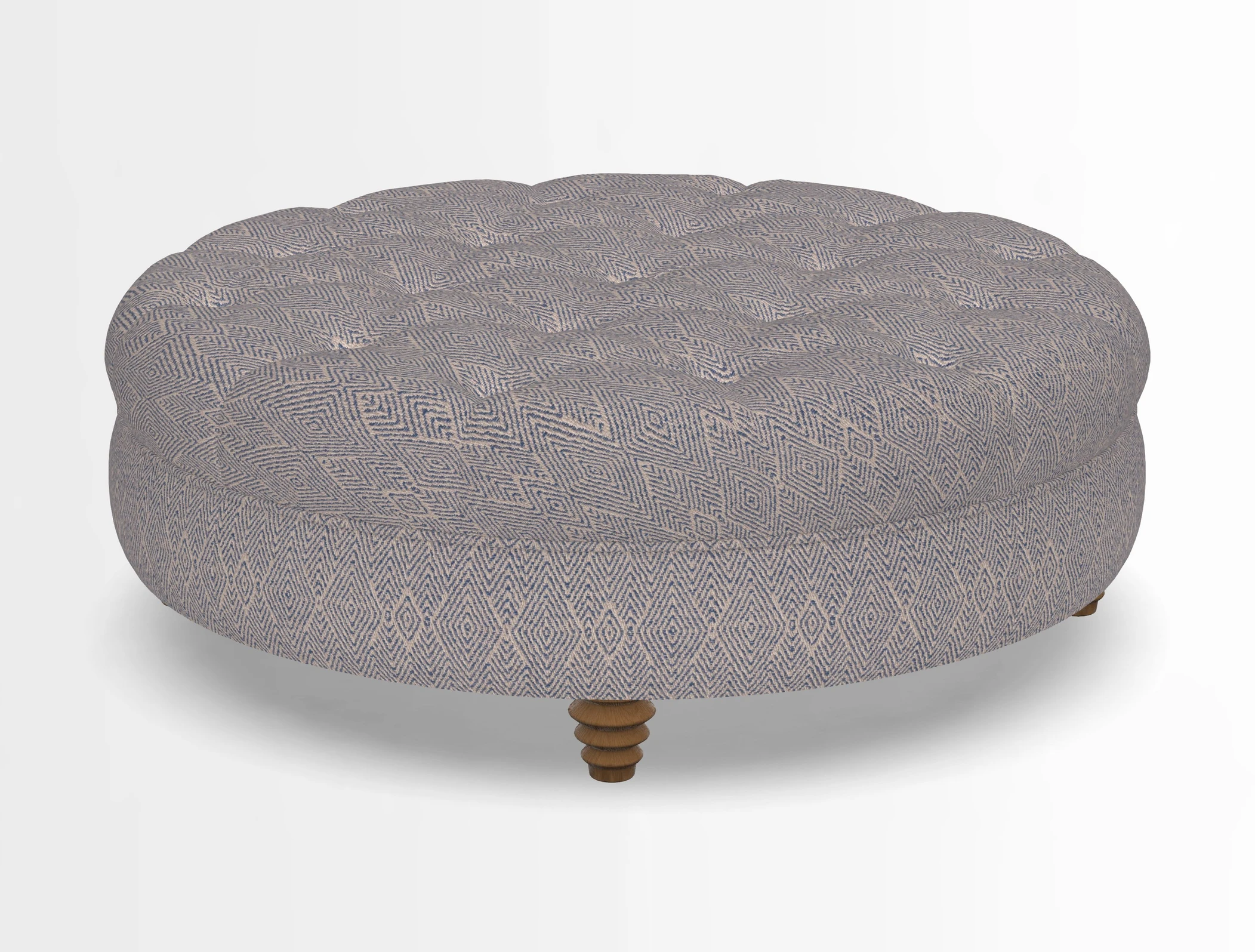 Helmsley Round Footstool in Linwood Omega Velvet Navy
