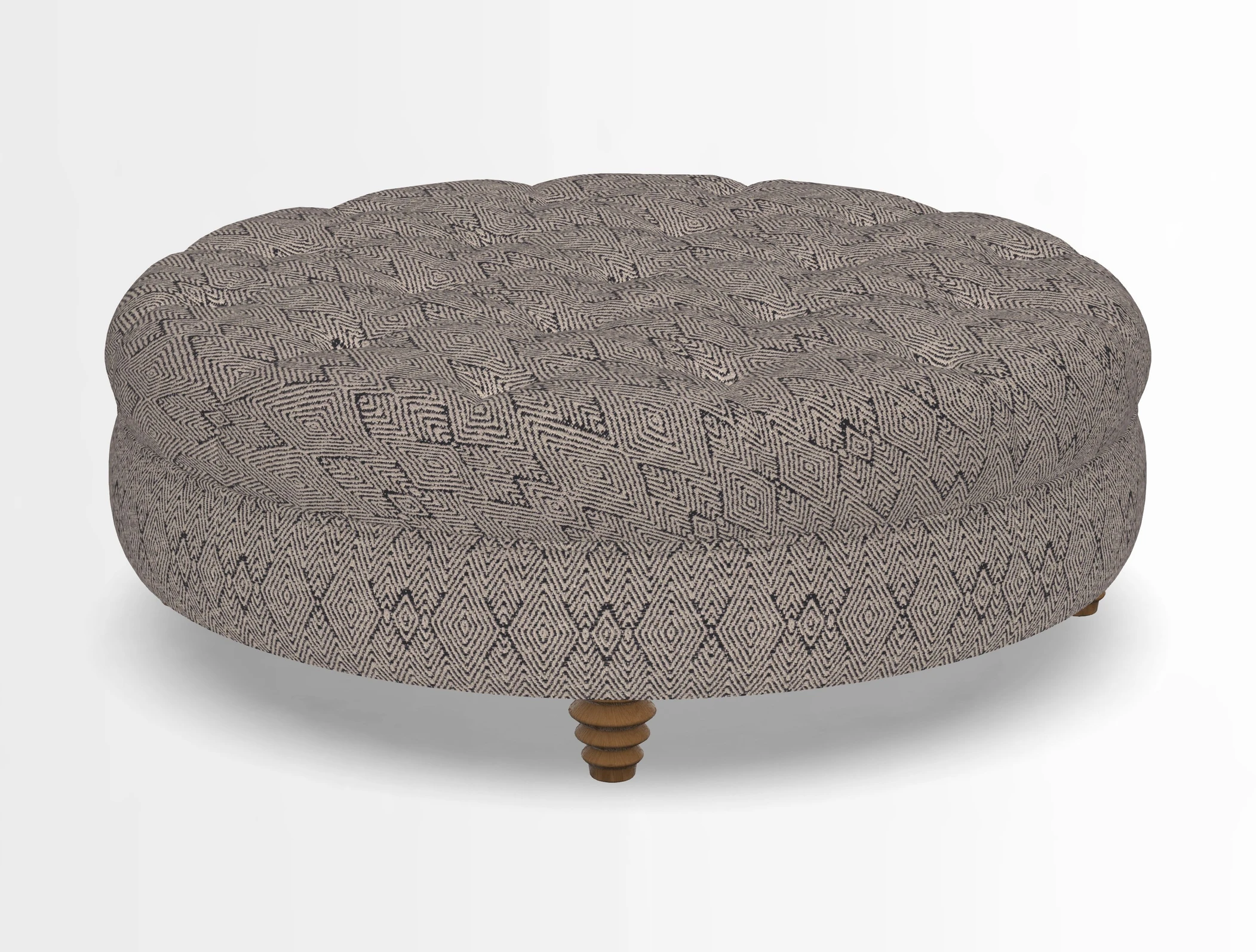 Helmsley Round Footstool in Linwood Omega Velvet Navy