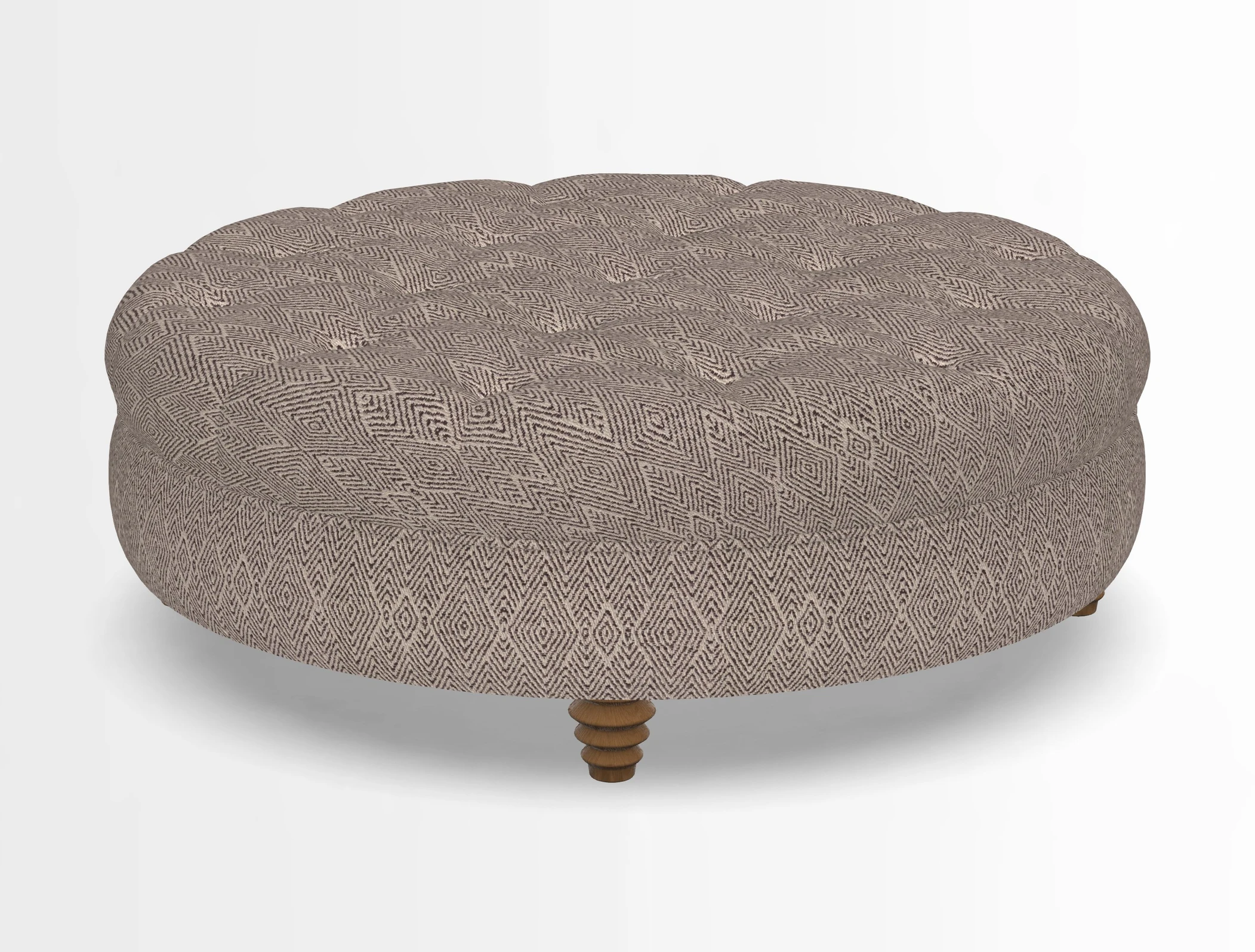 Helmsley Round Footstool in Linwood Omega Velvet Navy