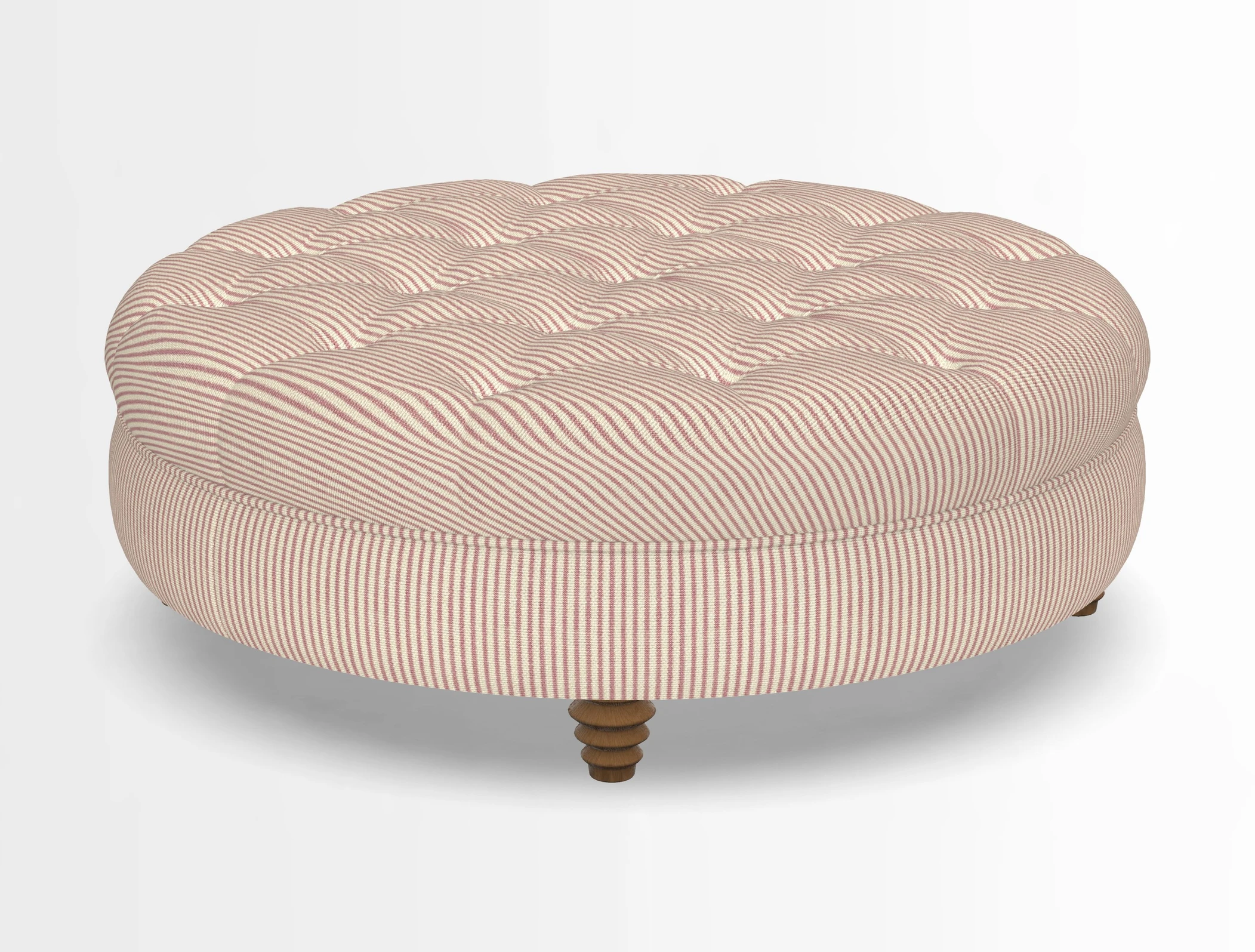 Helmsley Round Footstool in Linwood Omega Velvet Navy