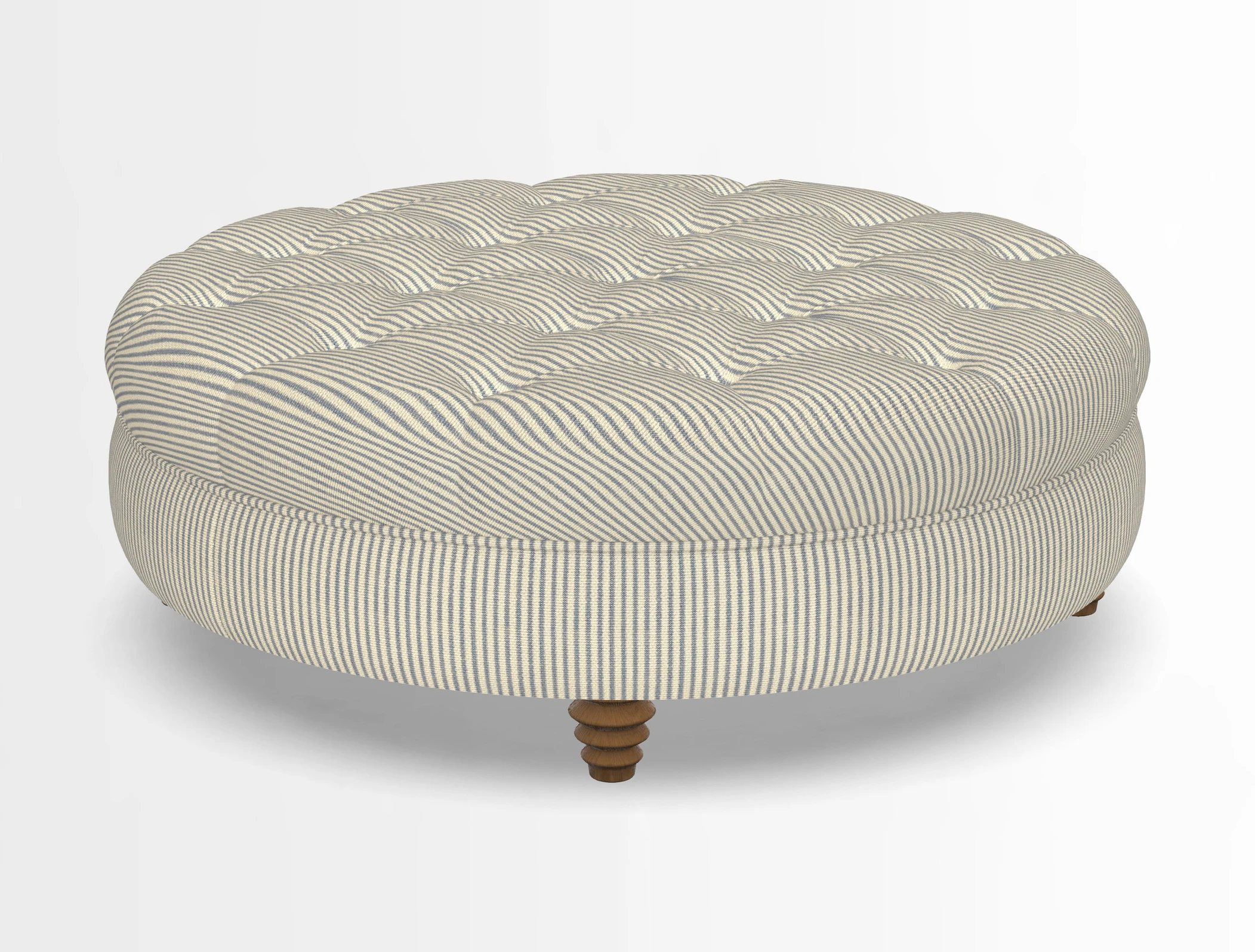 Helmsley Round Footstool in Linwood Omega Velvet Navy