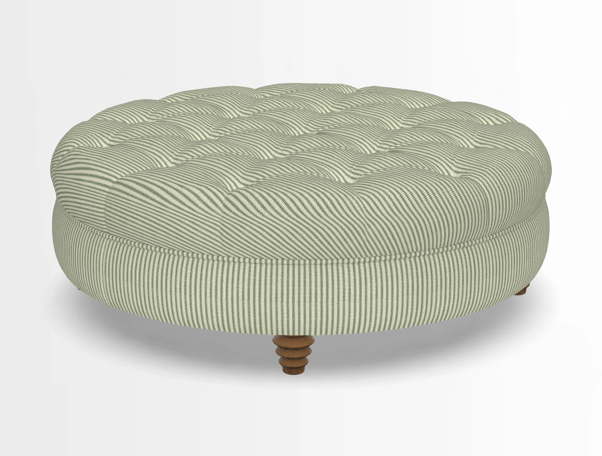 Helmsley Round Footstool in Linwood Omega Velvet Navy