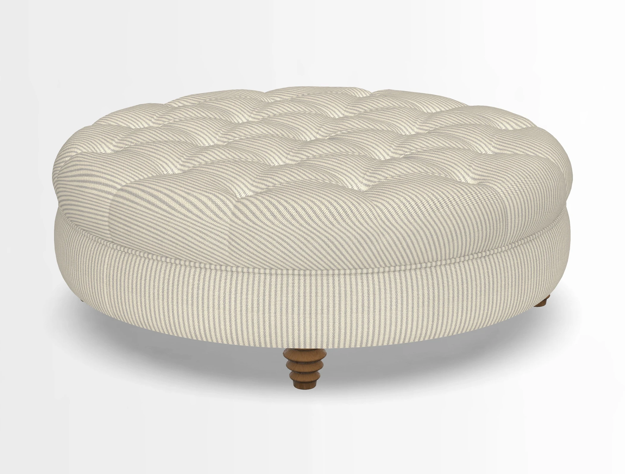 Helmsley Round Footstool in Linwood Omega Velvet Navy