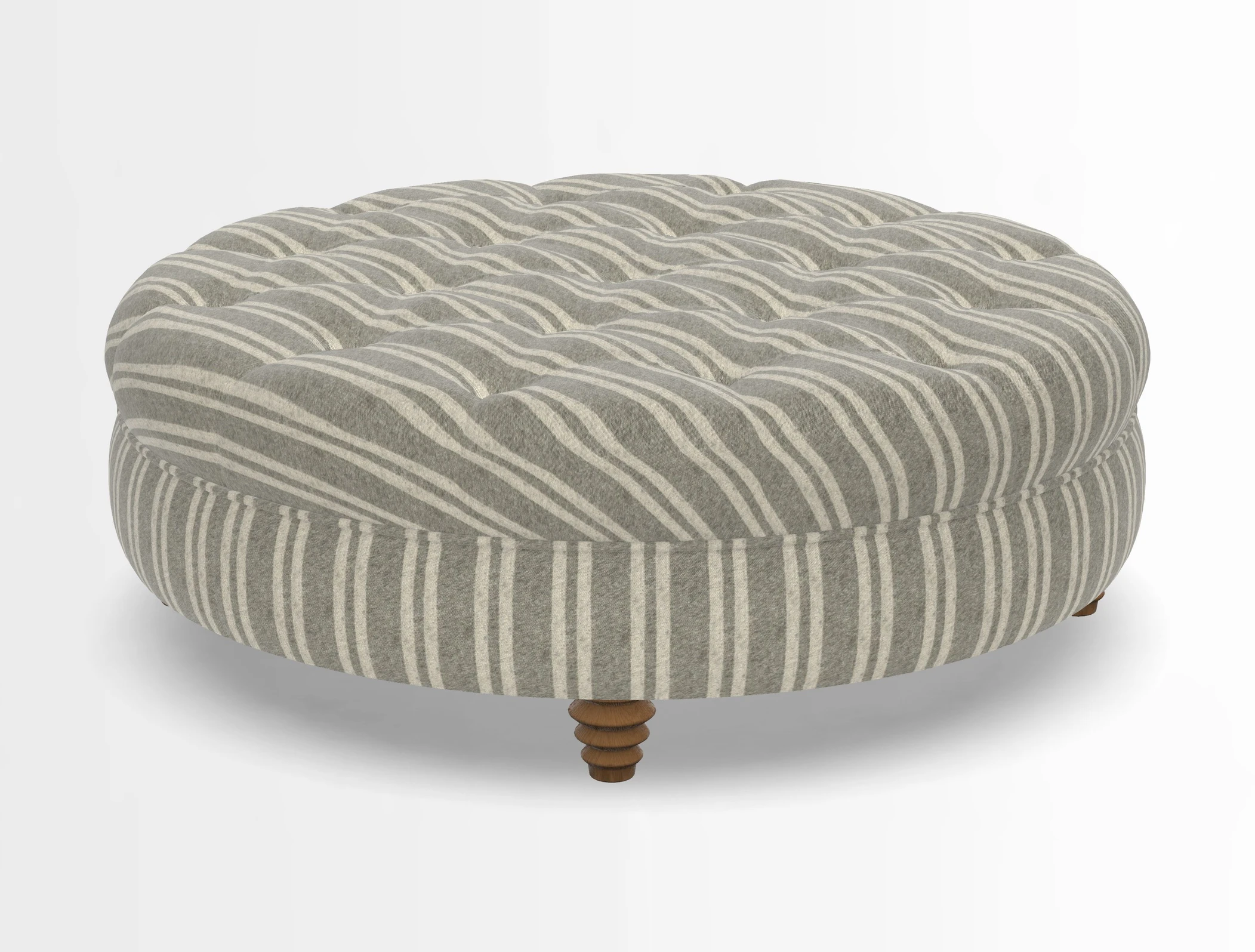 Helmsley Round Footstool in Linwood Omega Velvet Navy