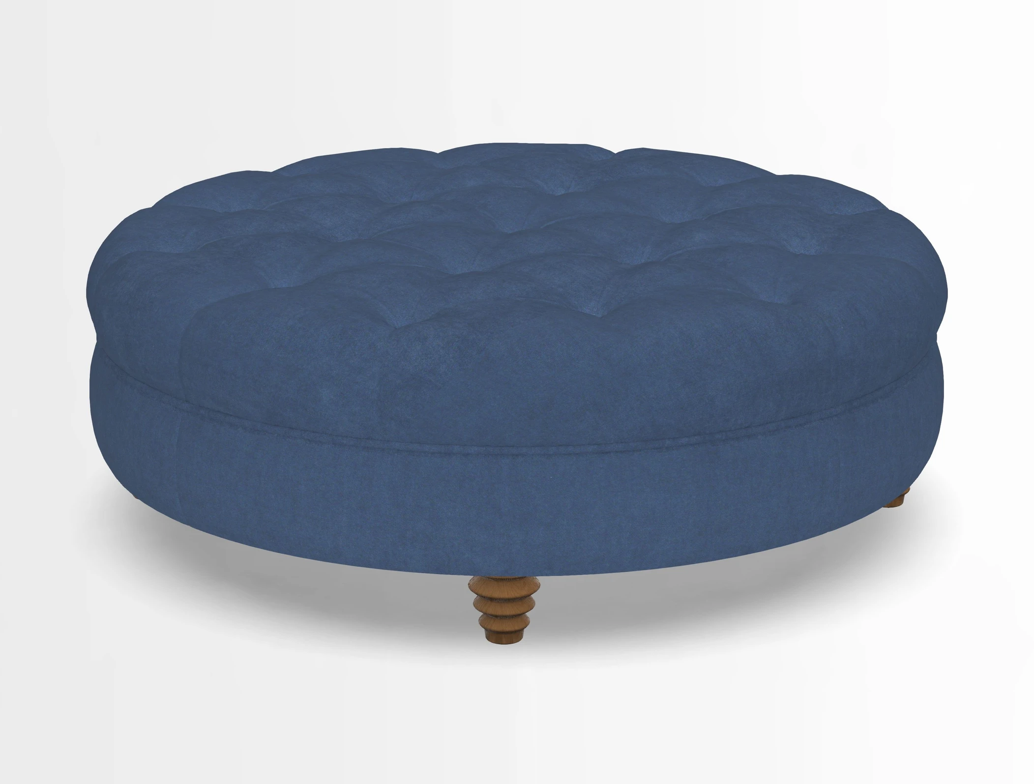 Helmsley Round Footstool in Linwood Omega Velvet Navy