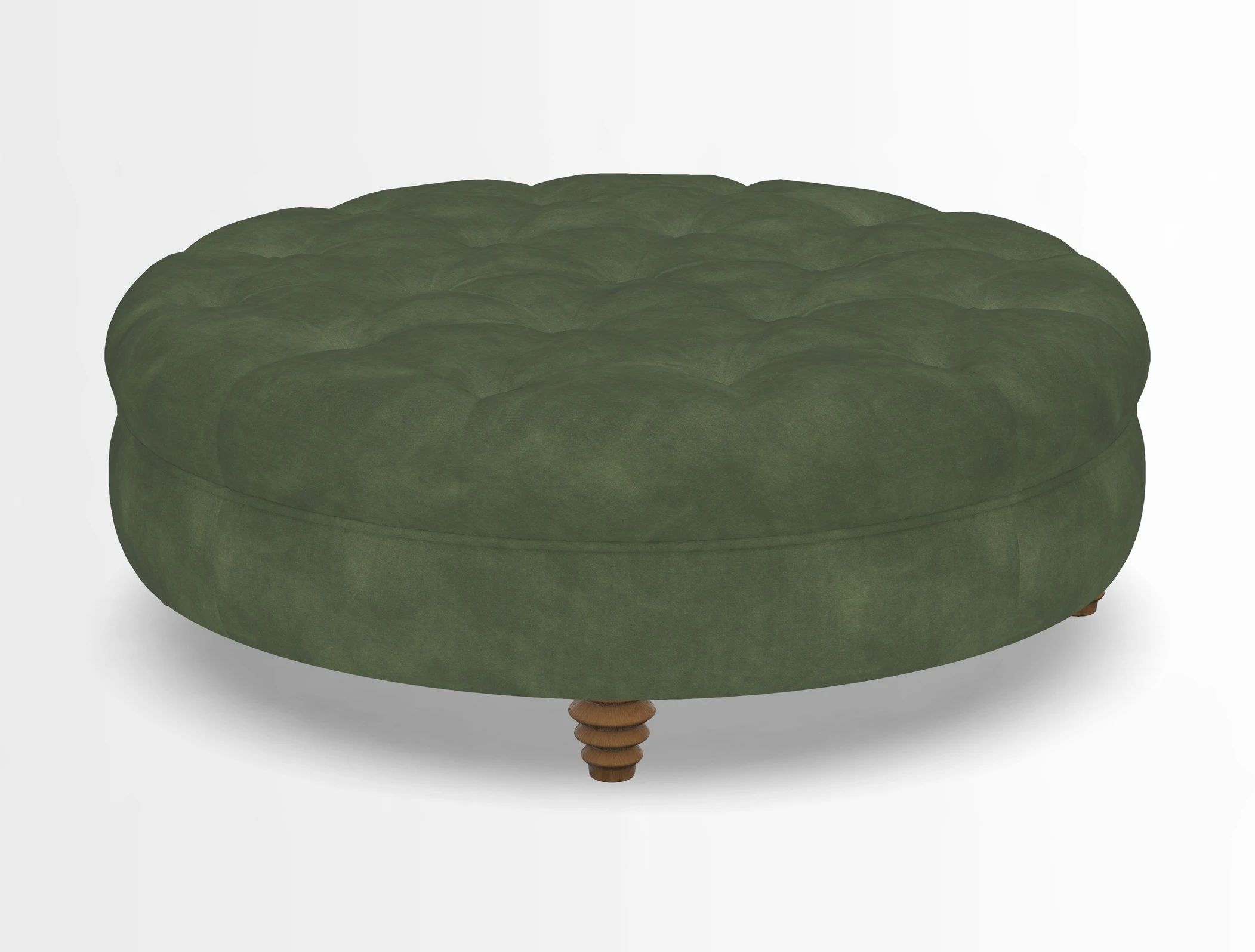 Helmsley Round Footstool in Linwood Omega Velvet Navy