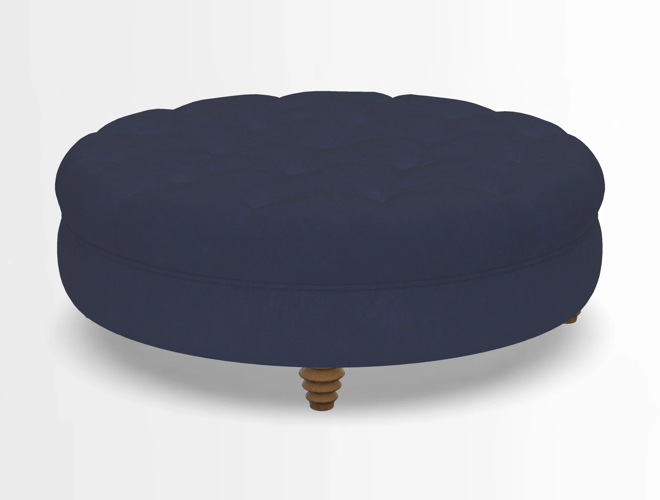 Helmsley Round Footstool in Linwood Omega Velvet Navy