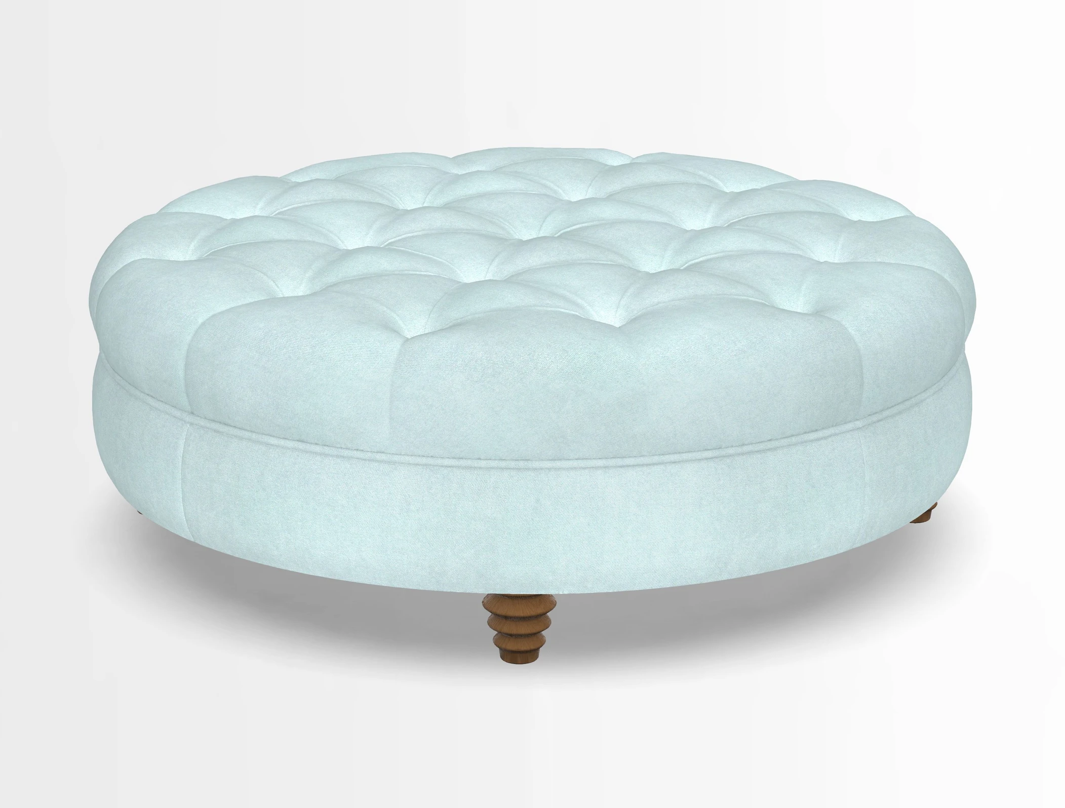 Helmsley Round Footstool in Linwood Omega Velvet Navy
