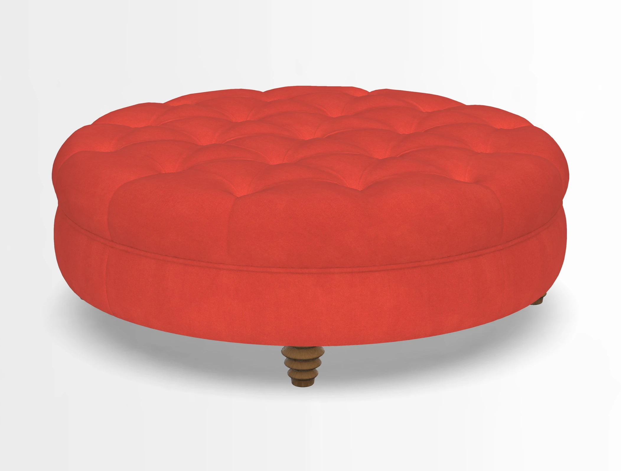 Helmsley Round Footstool in Linwood Omega Velvet Navy