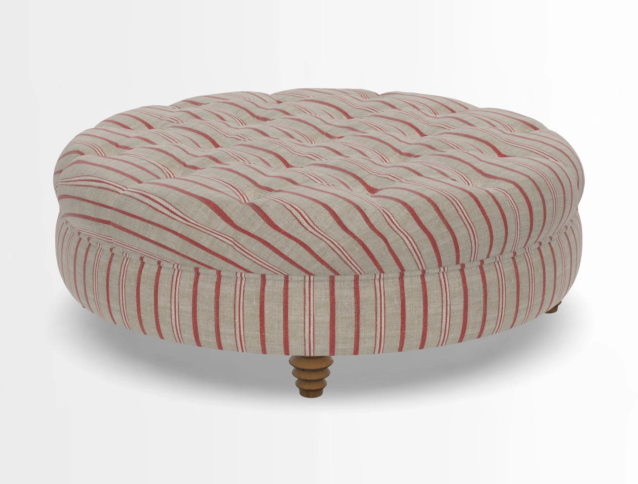 Helmsley Round Footstool in Linwood Omega Velvet Navy