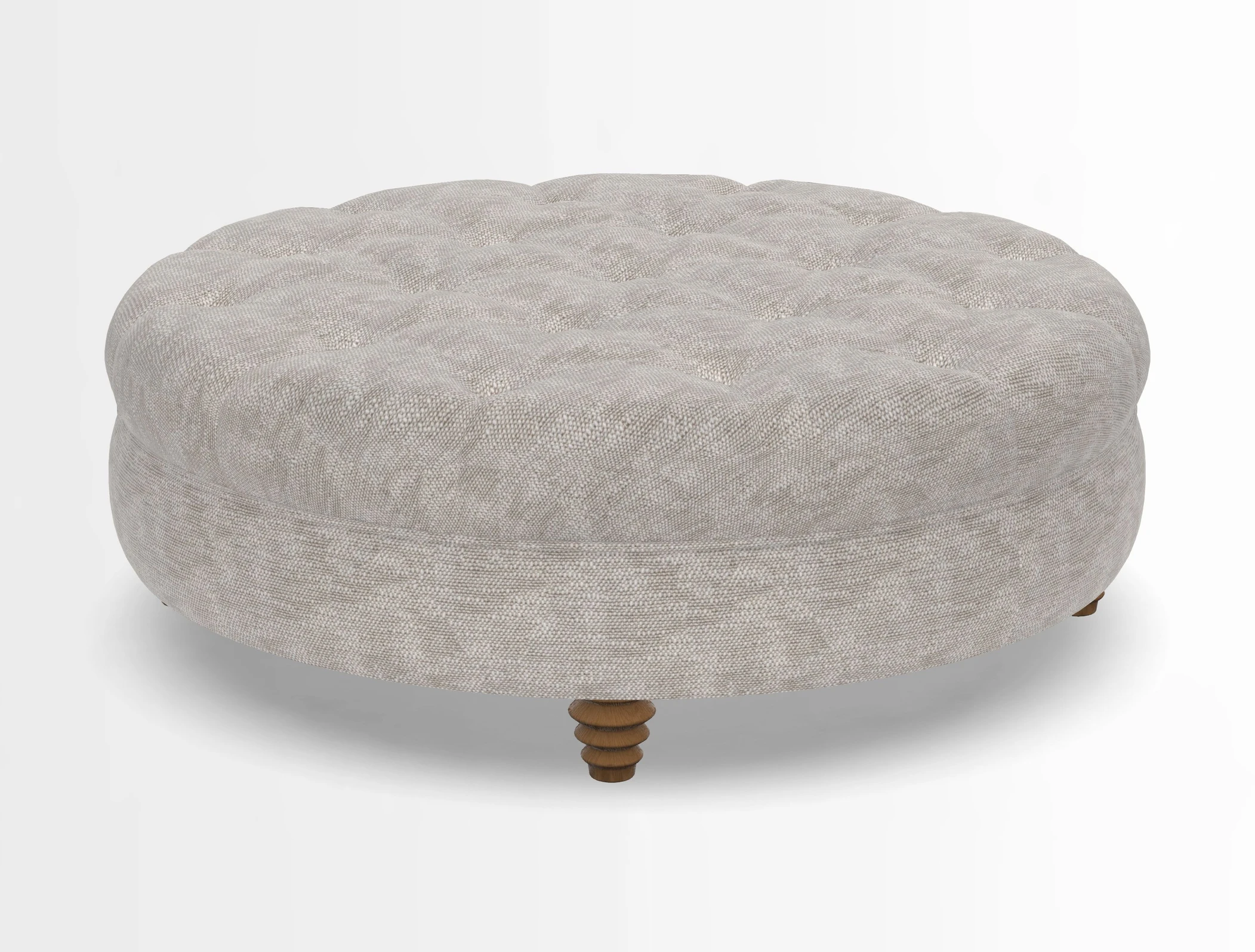 Helmsley Round Footstool in Linwood Omega Velvet Navy