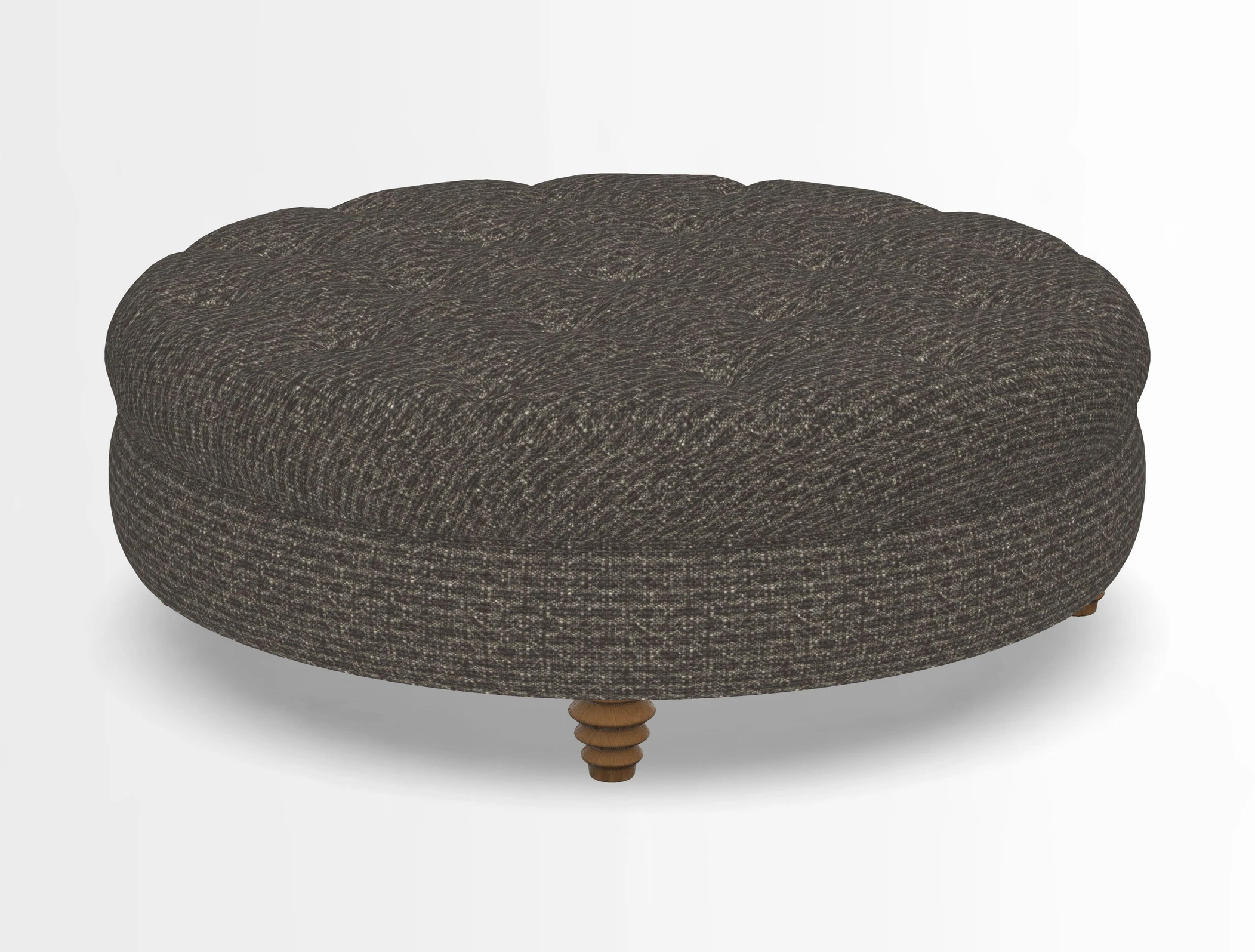 Helmsley Round Footstool in Linwood Omega Velvet Navy