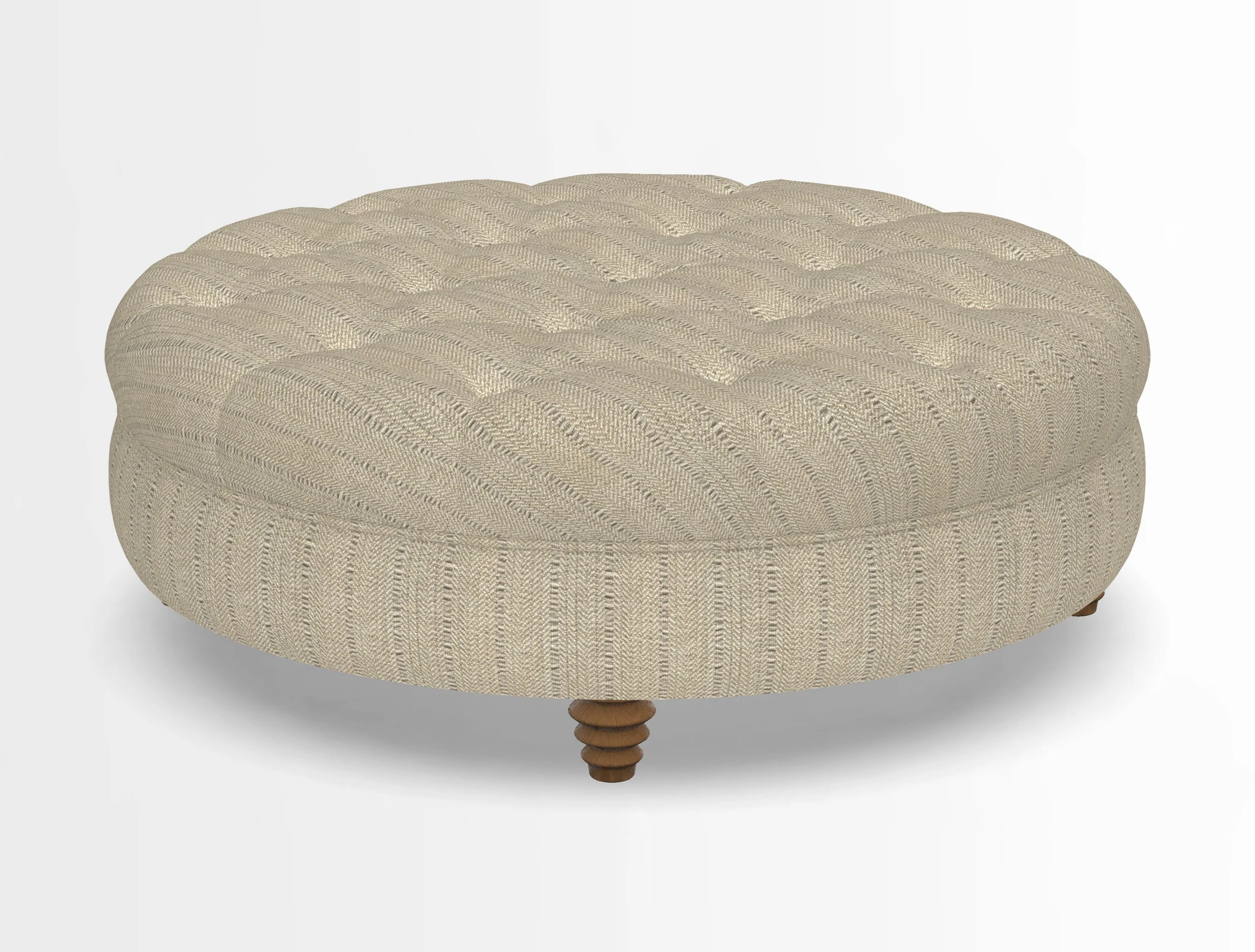 Helmsley Round Footstool in Linwood Omega Velvet Navy