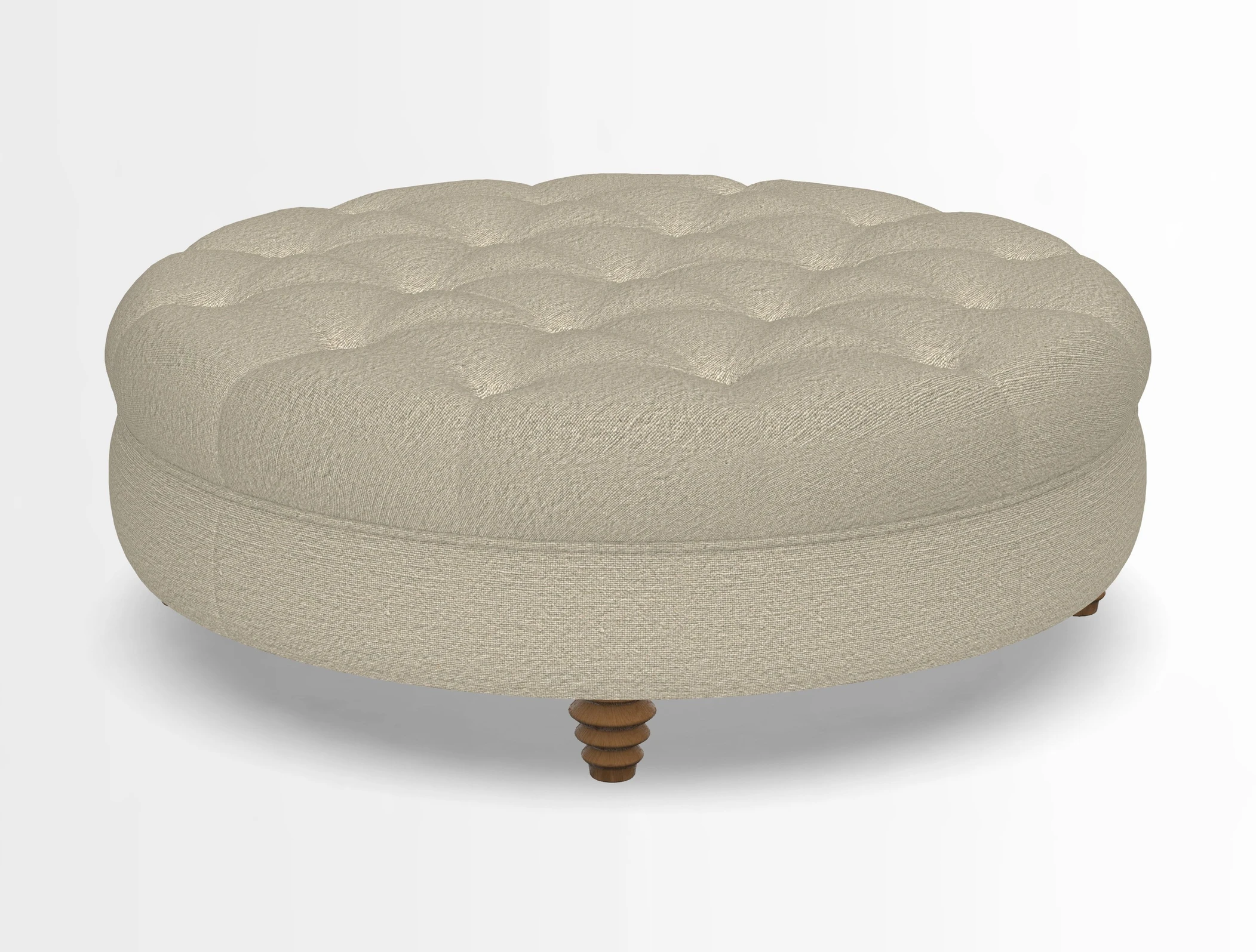 Helmsley Round Footstool in Linwood Omega Velvet Navy