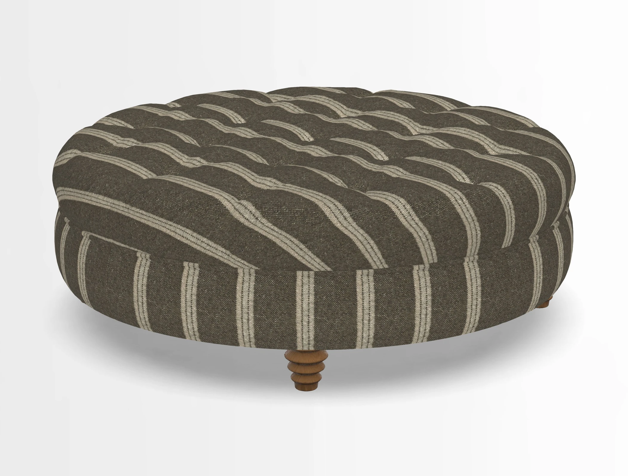 Helmsley Round Footstool in Linwood Omega Velvet Navy