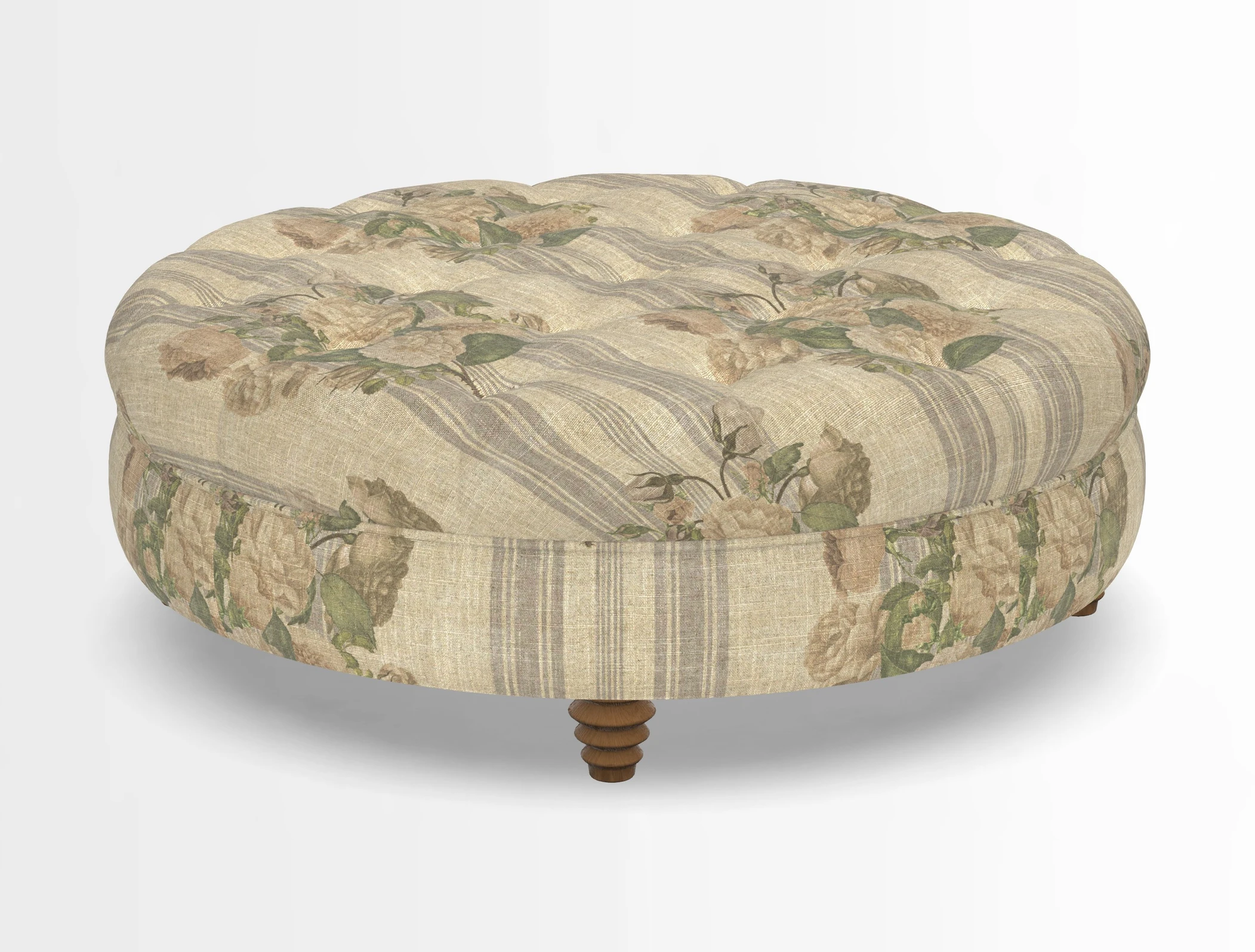 Helmsley Round Footstool in Linwood Omega Velvet Navy