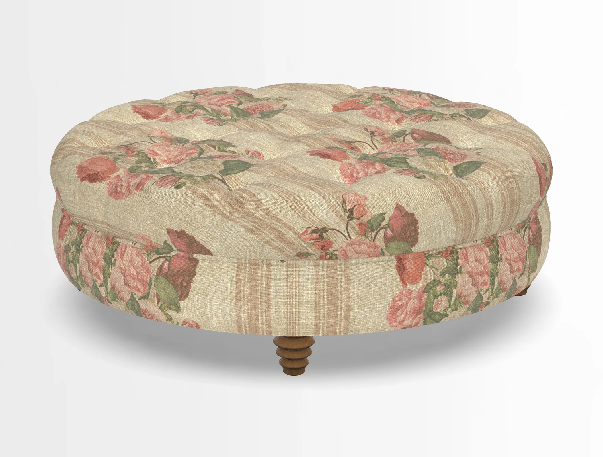 Helmsley Round Footstool in Linwood Omega Velvet Navy