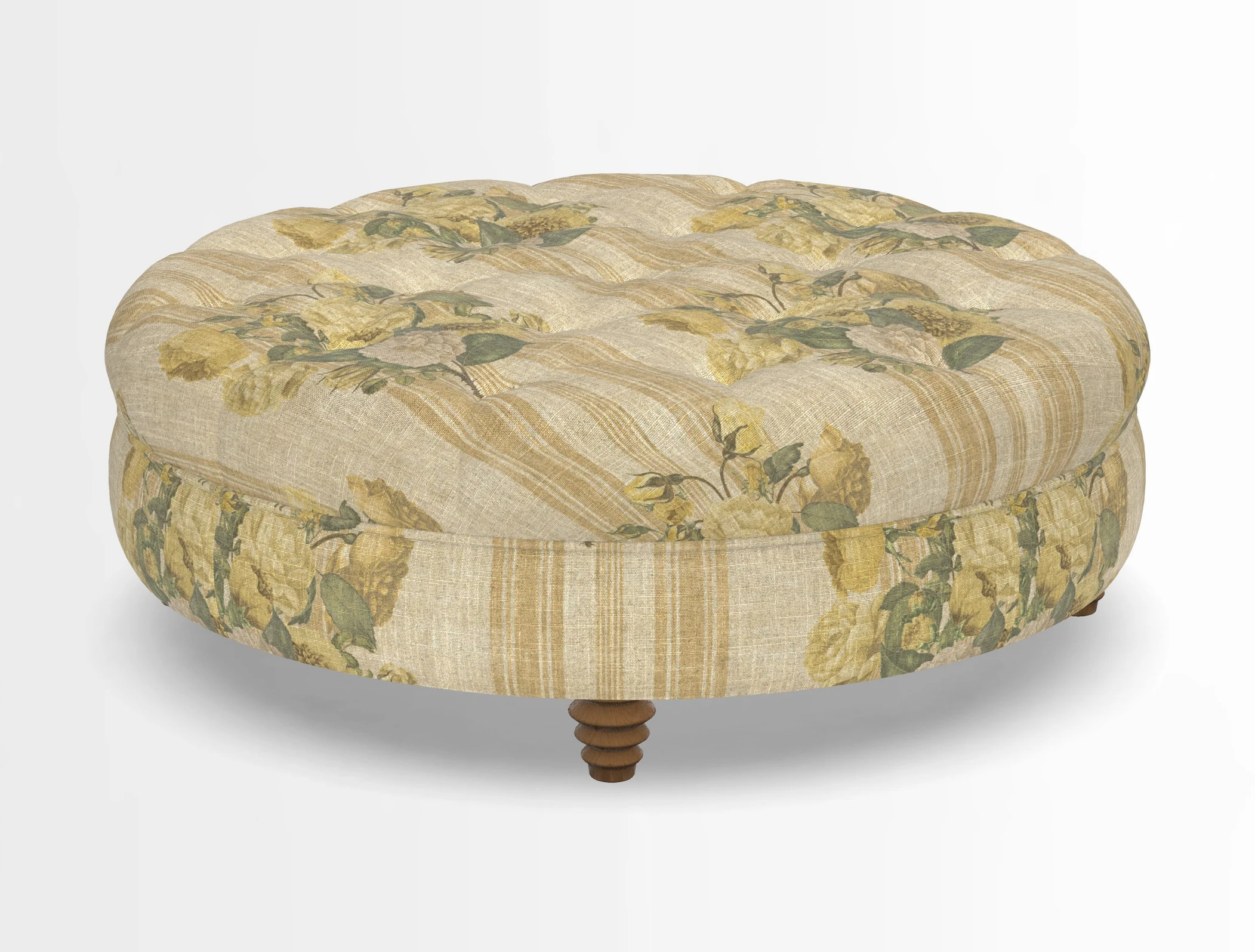 Helmsley Round Footstool in Linwood Omega Velvet Navy