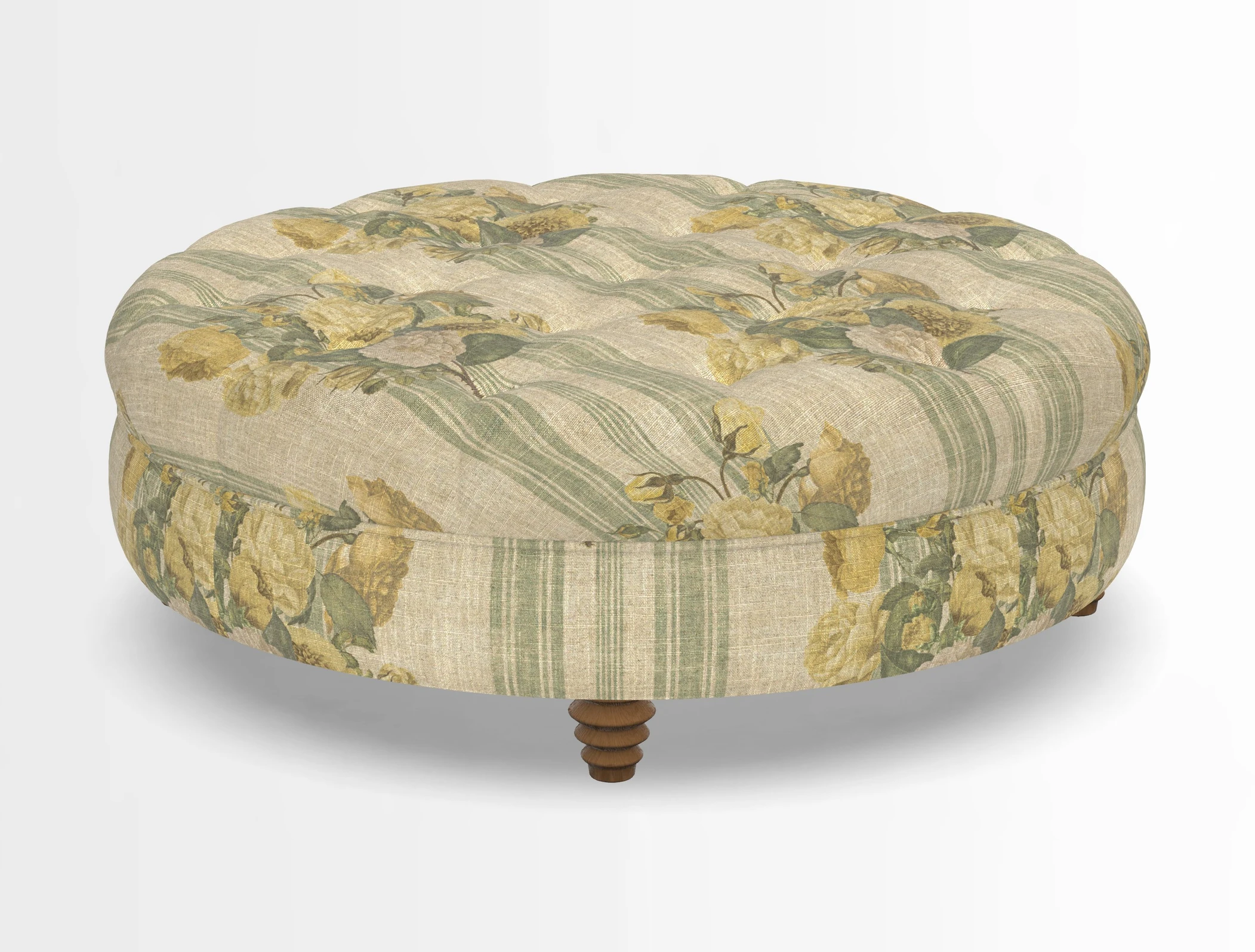 Helmsley Round Footstool in Linwood Omega Velvet Navy