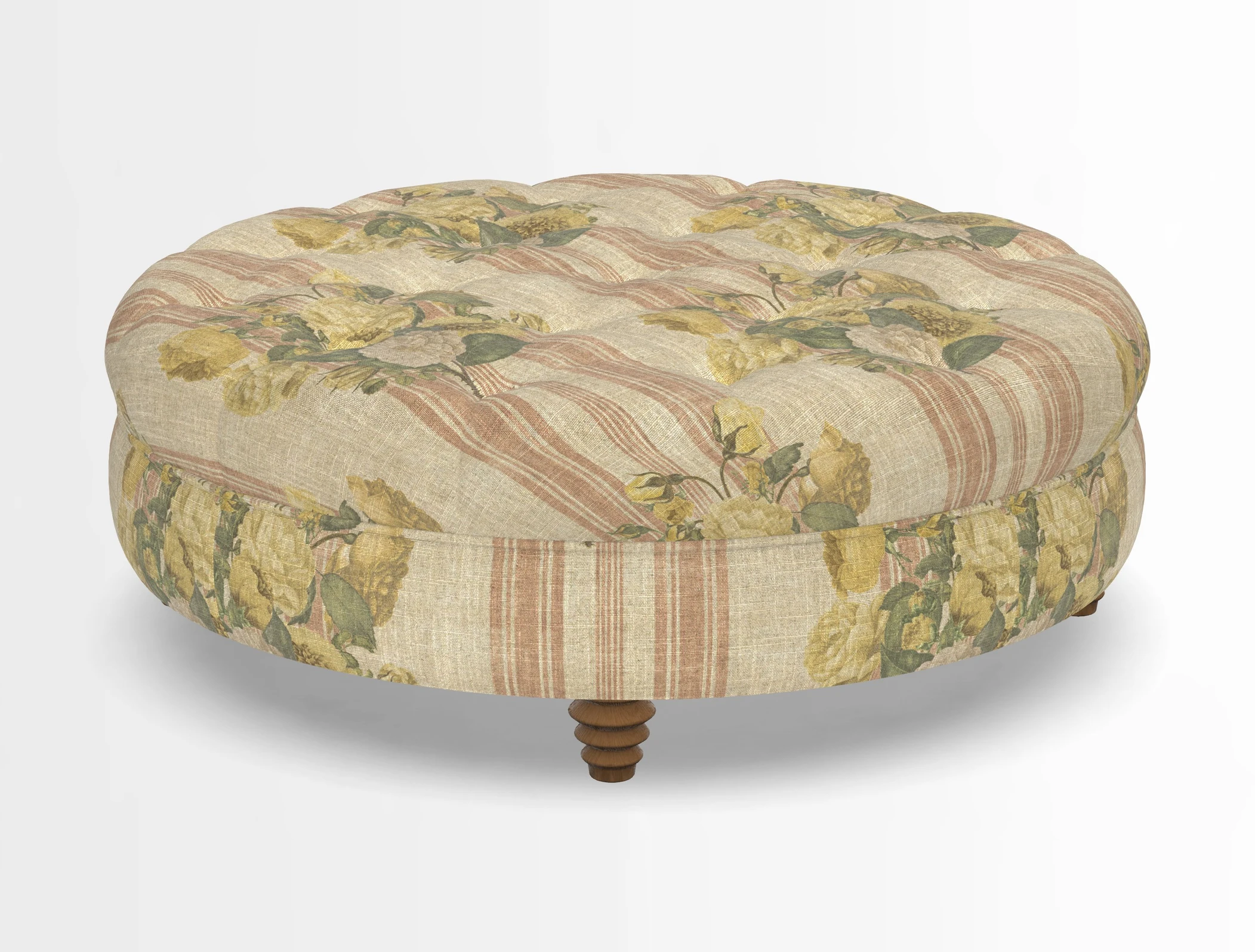 Helmsley Round Footstool in Linwood Omega Velvet Navy