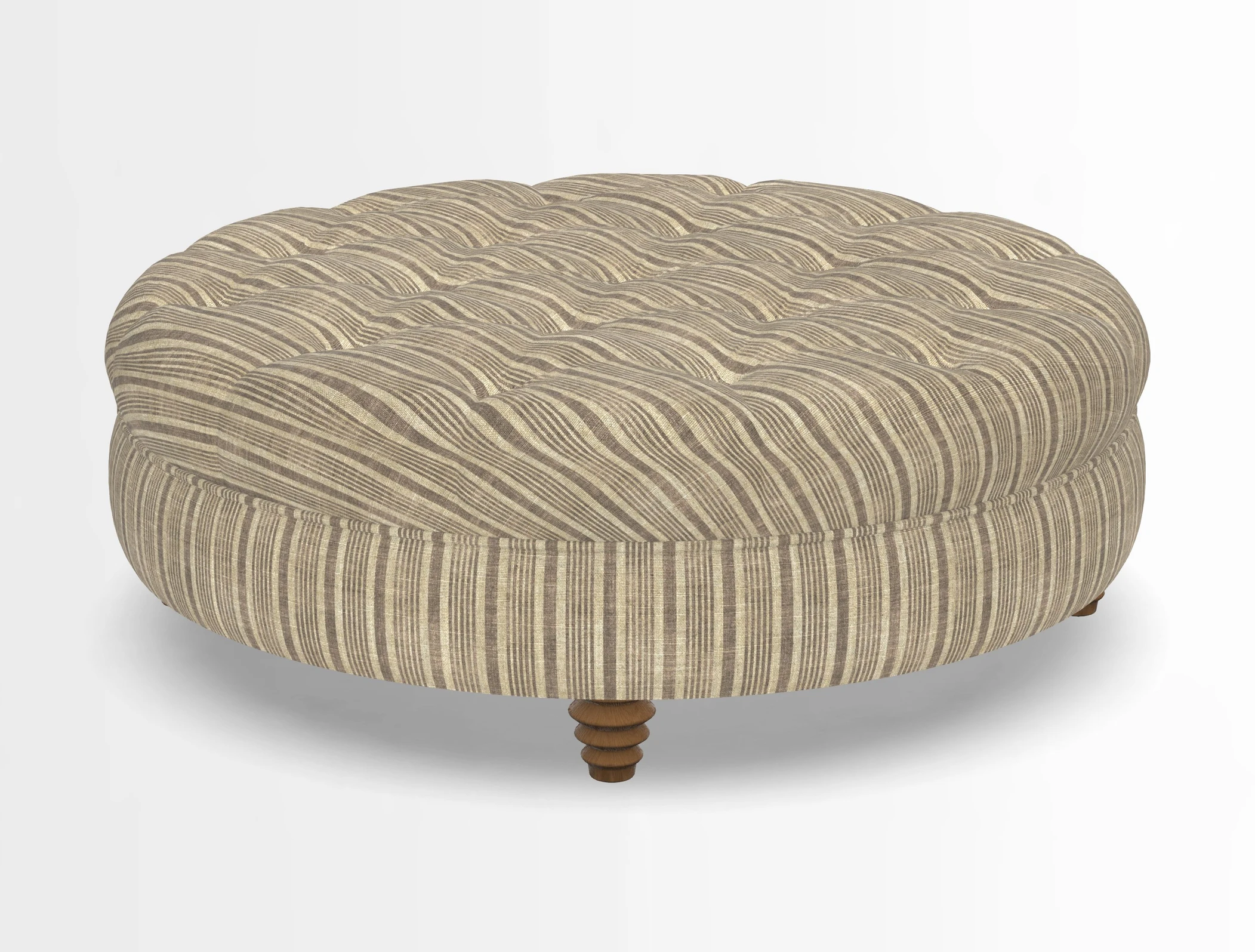 Helmsley Round Footstool in Linwood Omega Velvet Navy