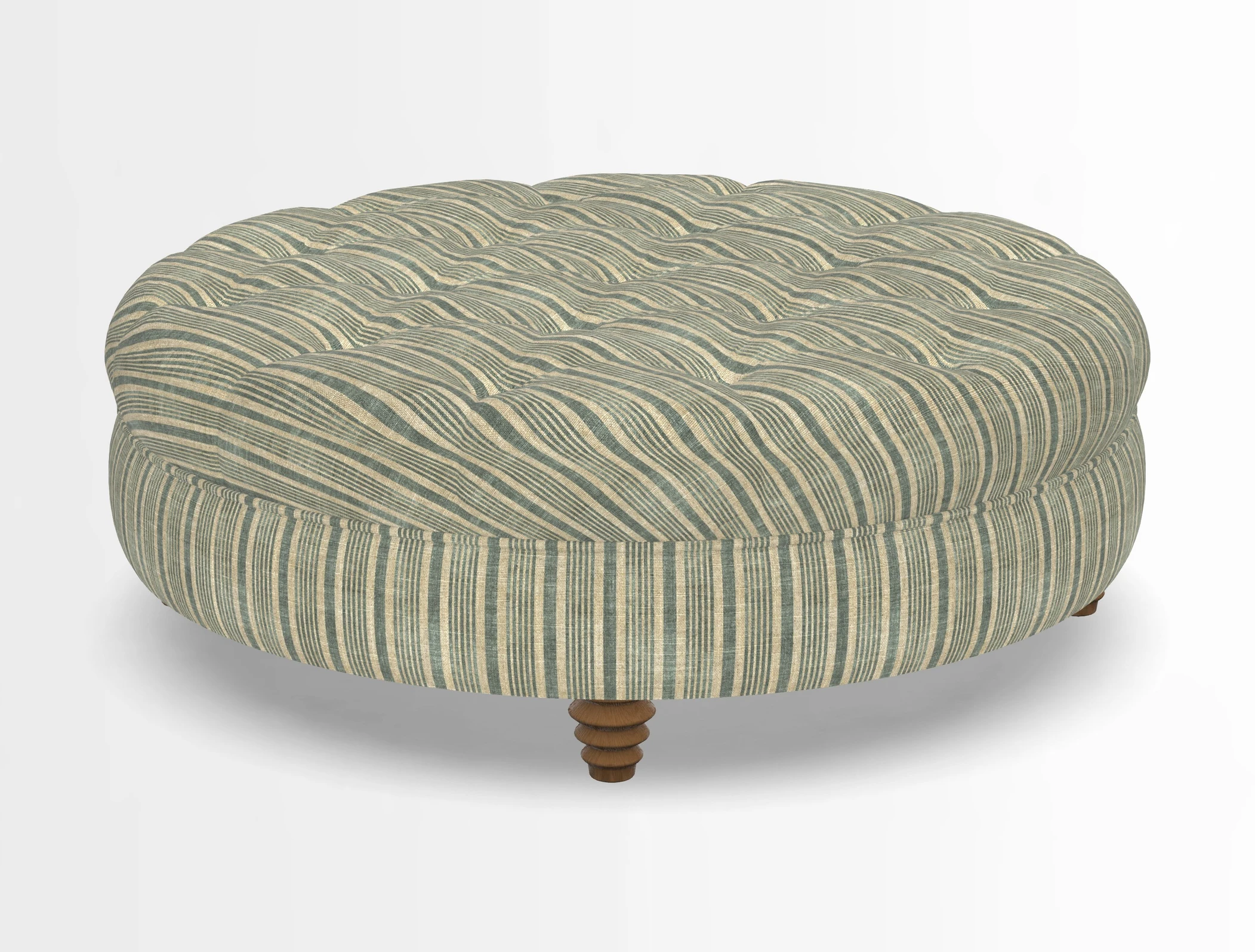 Helmsley Round Footstool in Linwood Omega Velvet Navy